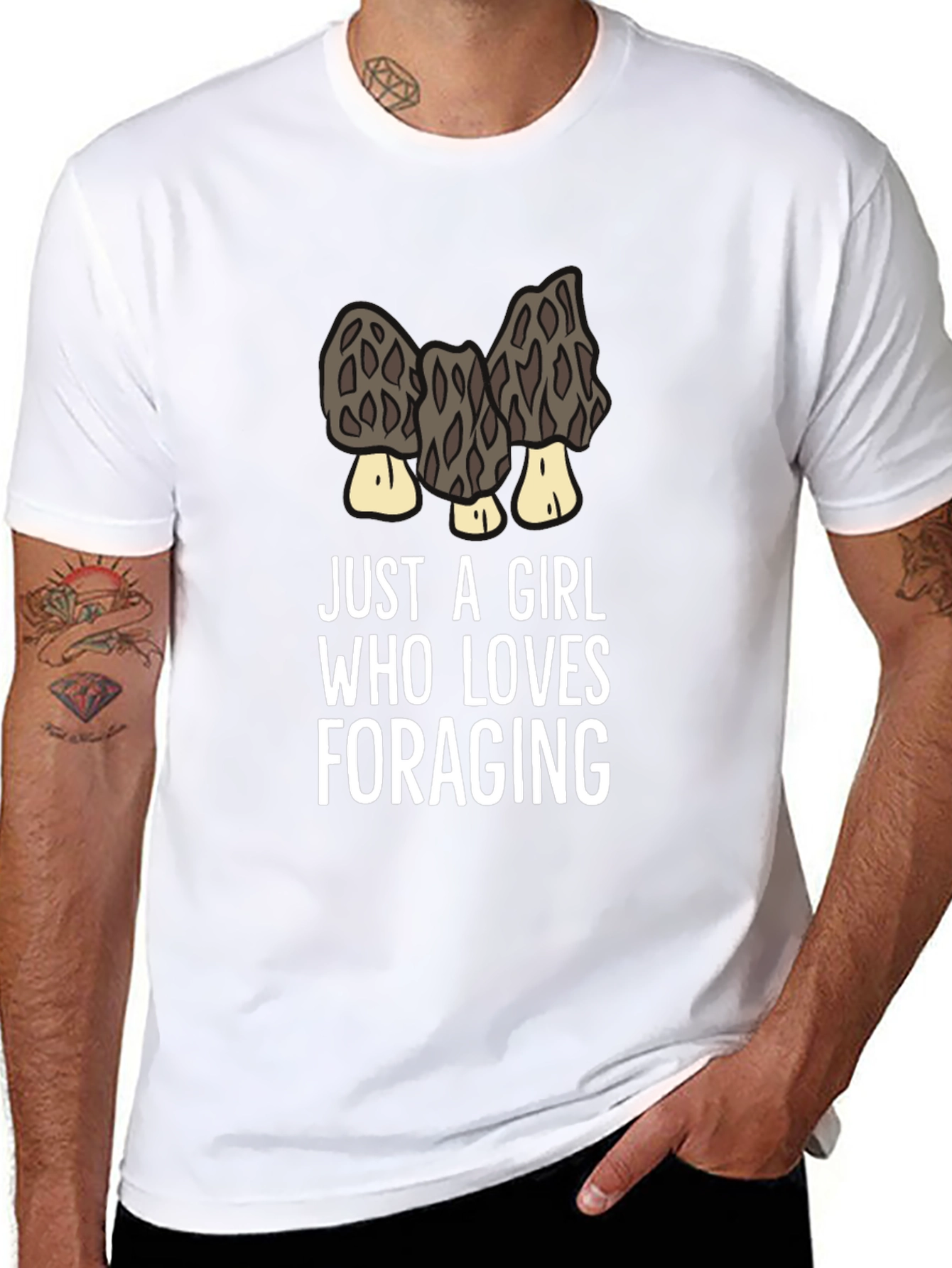 Black Morel Mushroom Foraging Girl's T-Shirt view 8