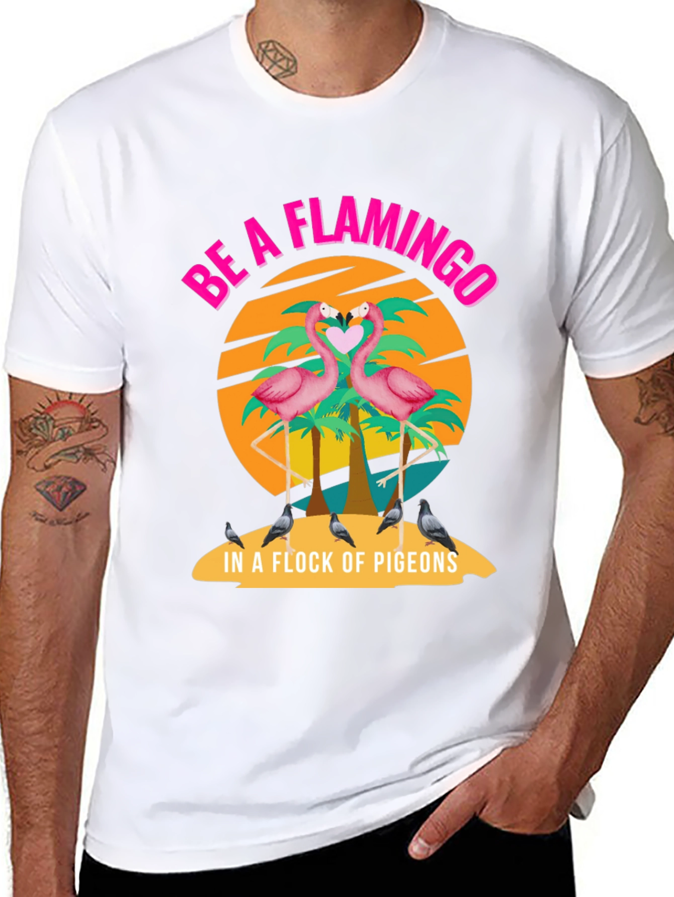 Black Be a Flamingo T-Shirt view 8