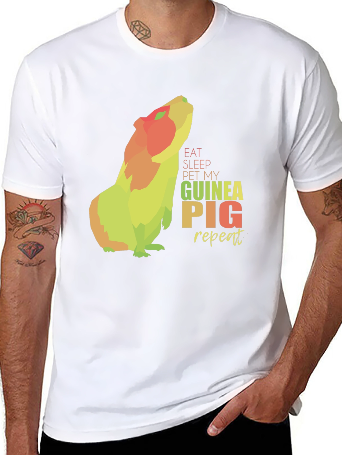 Black Eat Sleep Pet My Guinea Pig Repeat T-Shirt view 8