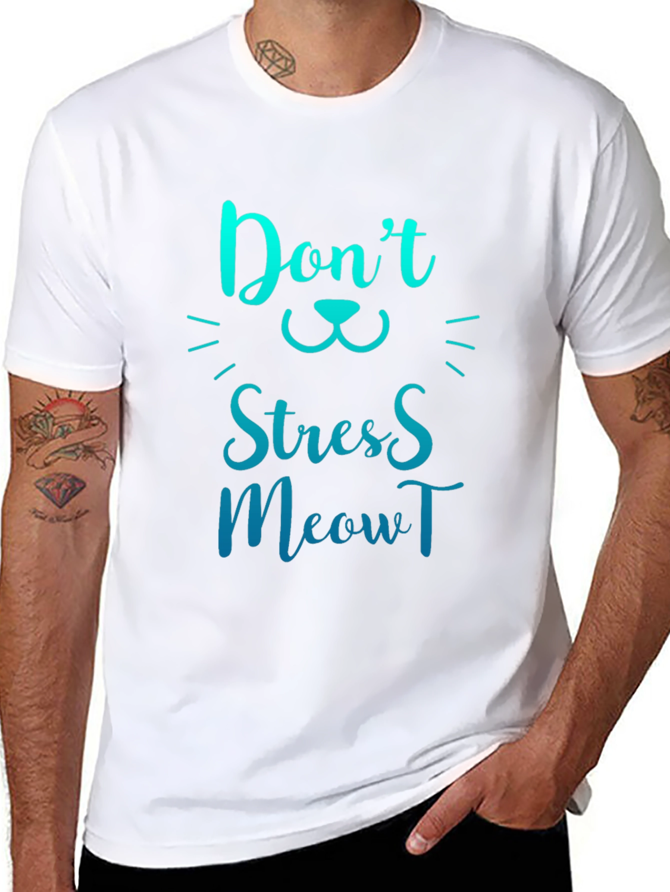 Black Don't Stress Meowt - Novelty Cat T-Shirt view 8