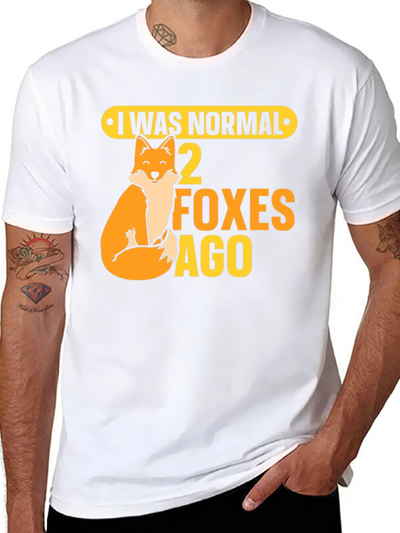 Black I Was Normal 2 Foxes Ago Graphic Tee view 8