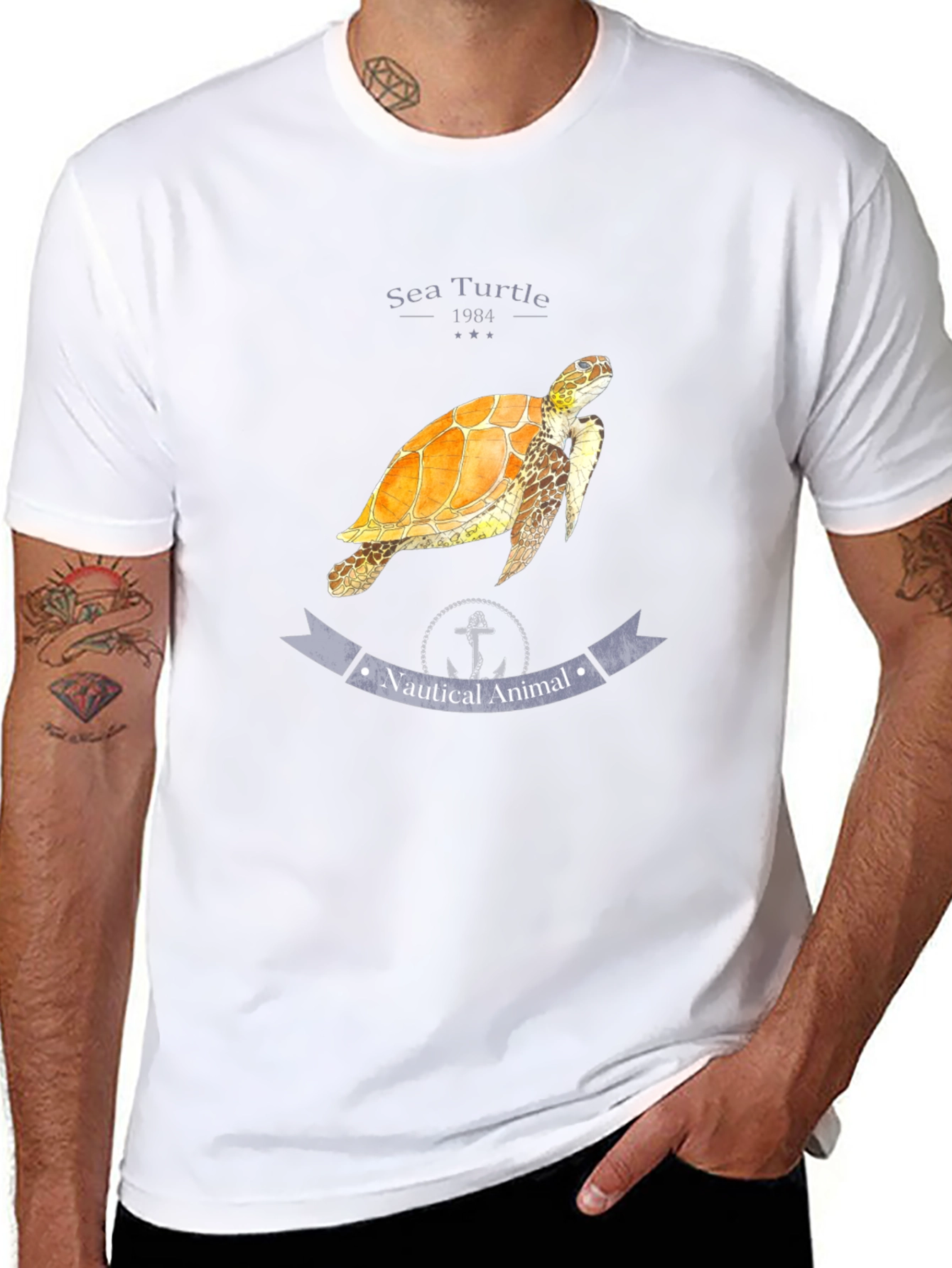 Sea Turtle Nautical Animal Graphic T-Shirt - 8