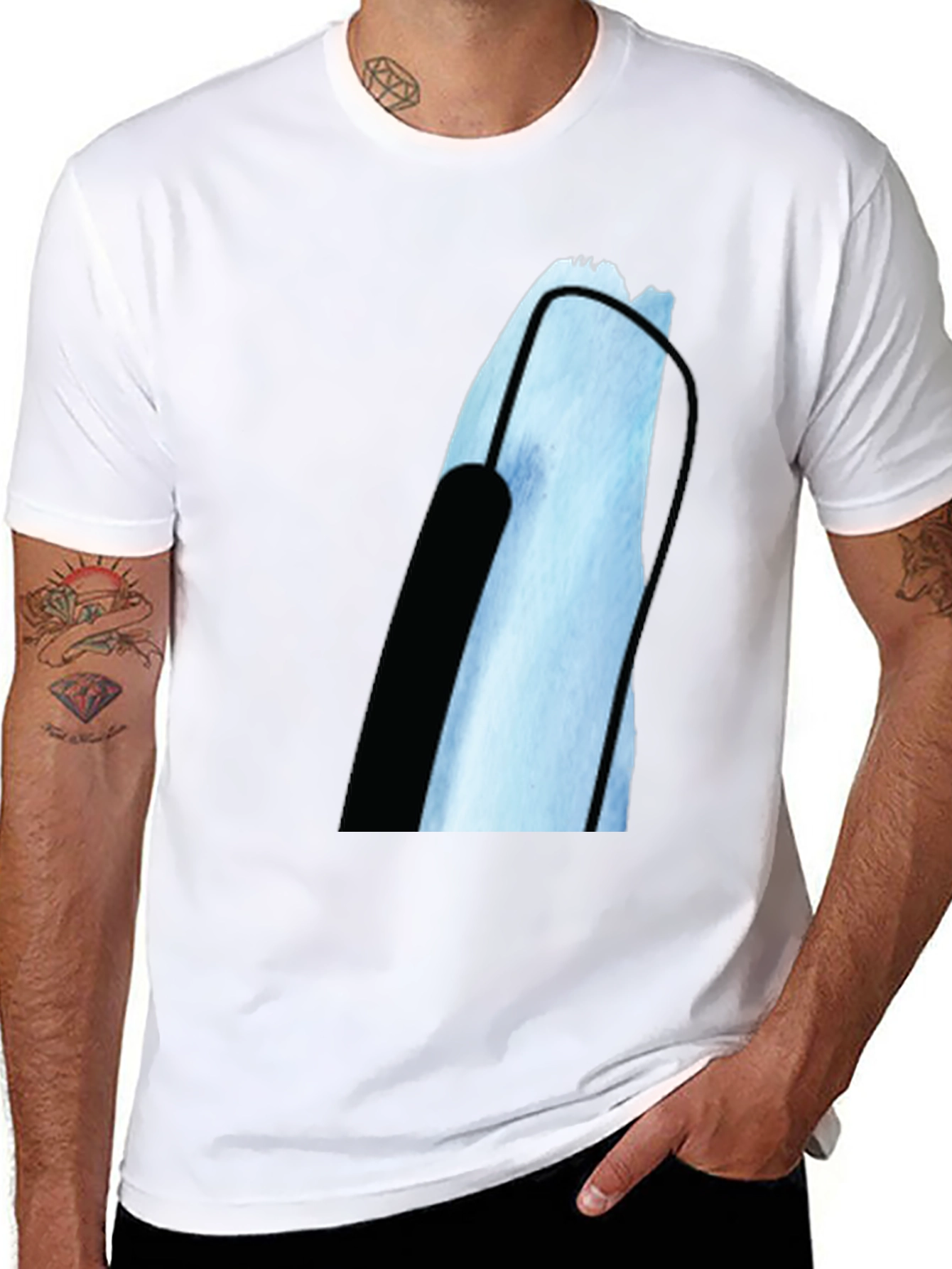 Black Modern Black T-Shirt with Abstract Graphic Print view 8