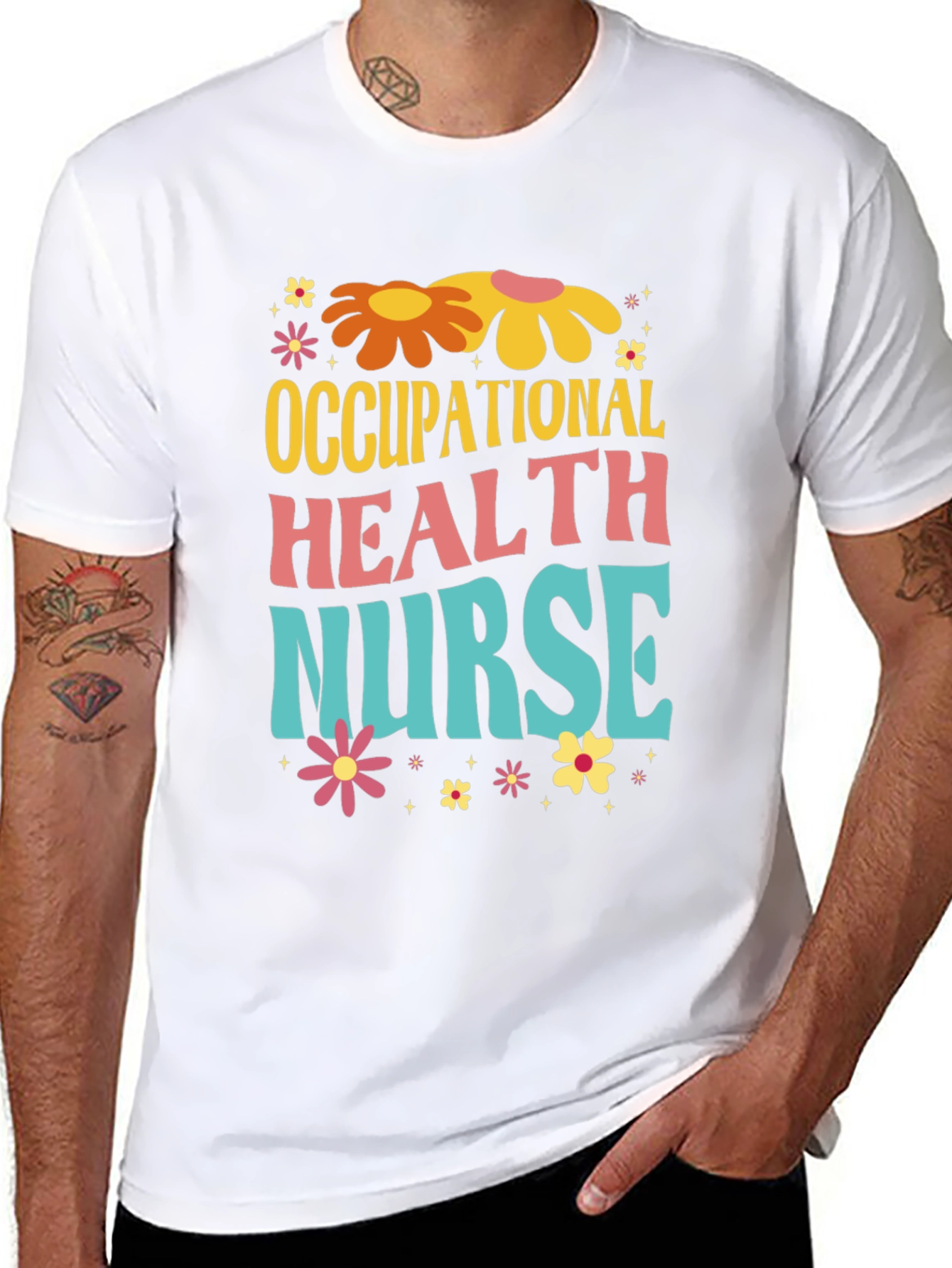 Black Retro Occupational Health Nurse T-Shirt view 8