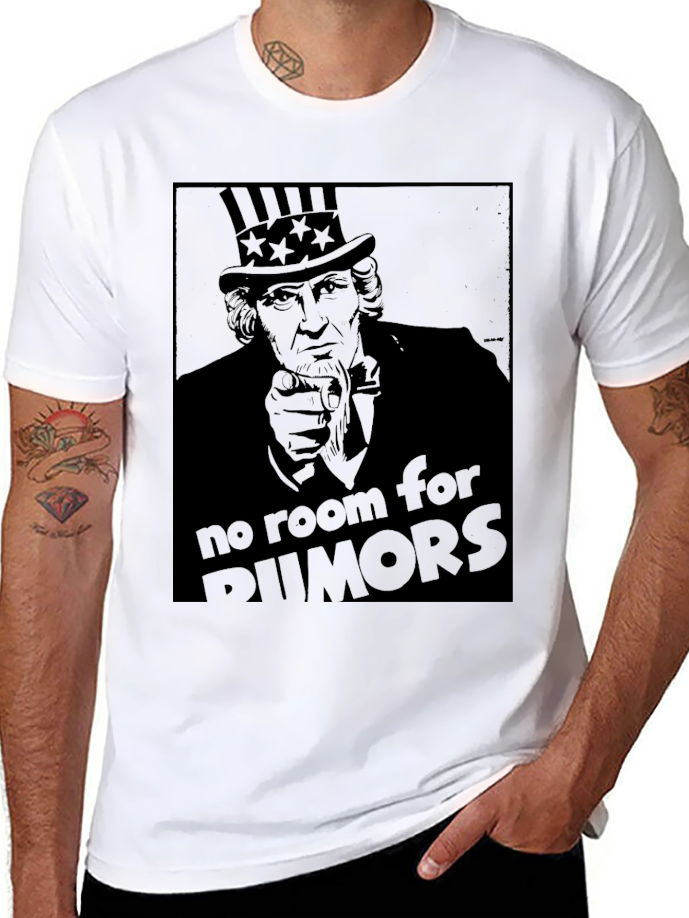 Black Uncle Sam "No Room For Rumors" Graphic T-Shirt view 8
