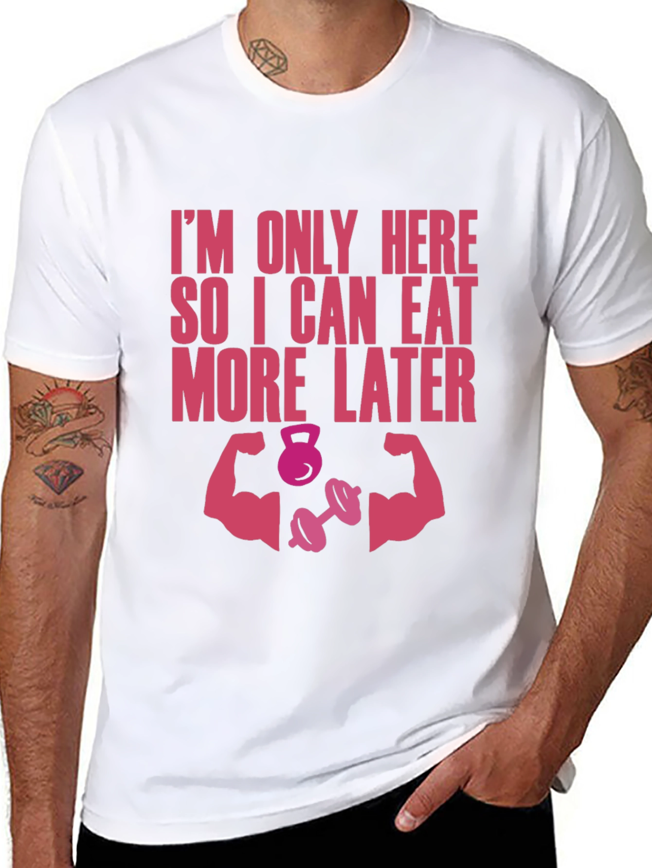 Black Funny Workout T-Shirt - Eat More Later Gym Tee view 8