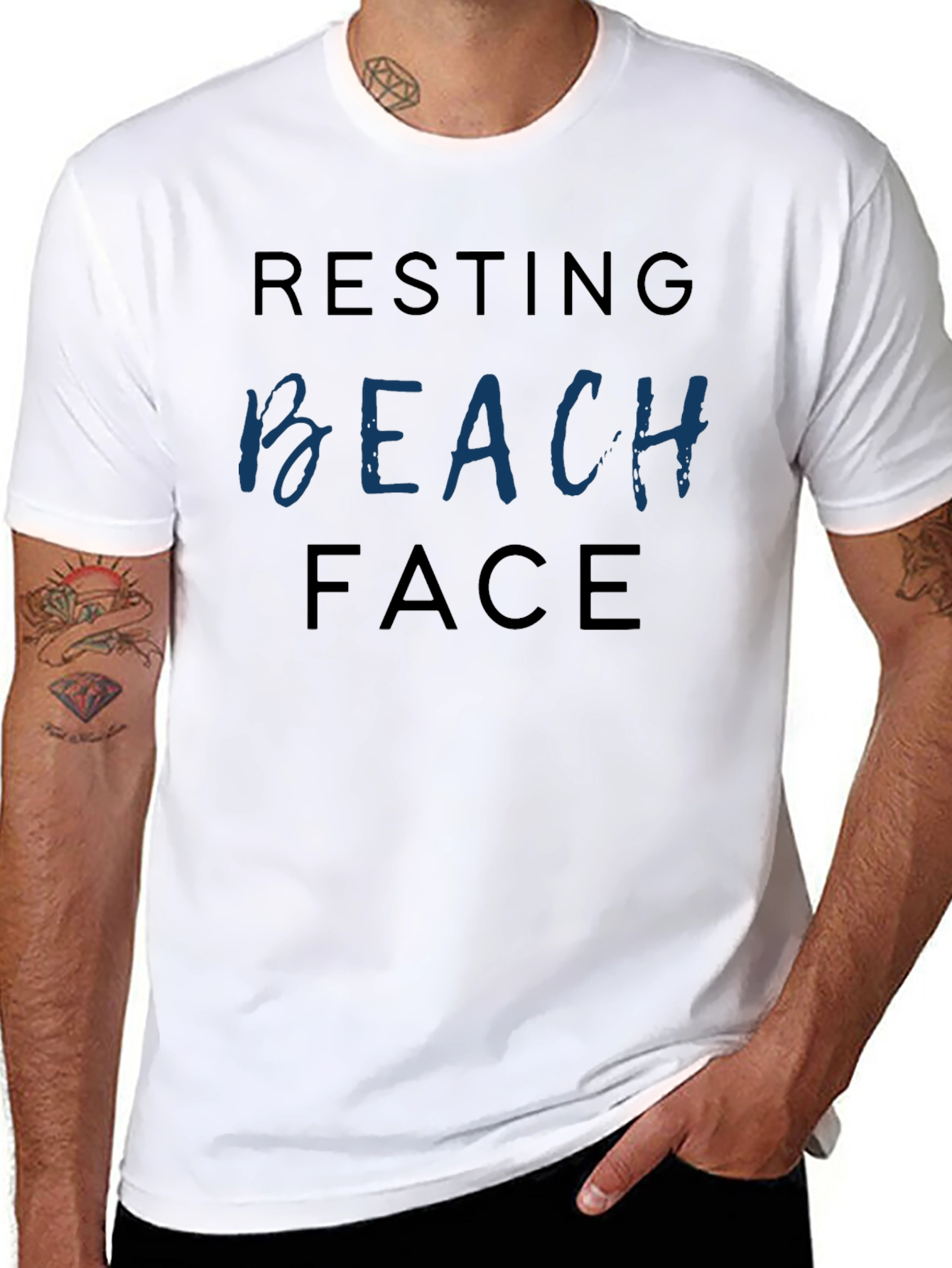 Black Resting Beach Face Black T-Shirt view 8