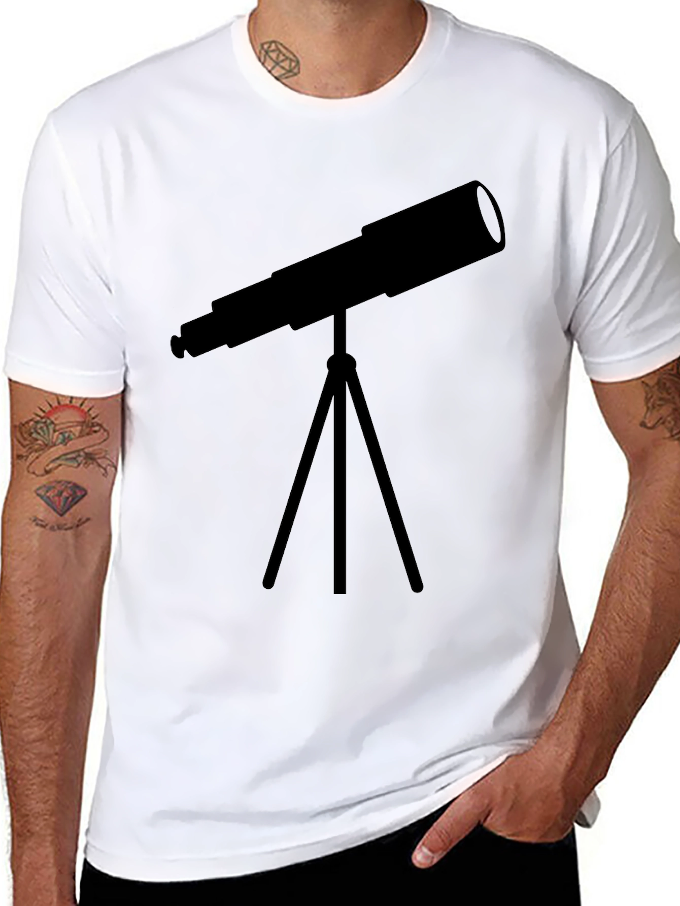 Black Telescope Graphic Tee - Stargazer Astronomy Shirt view 8
