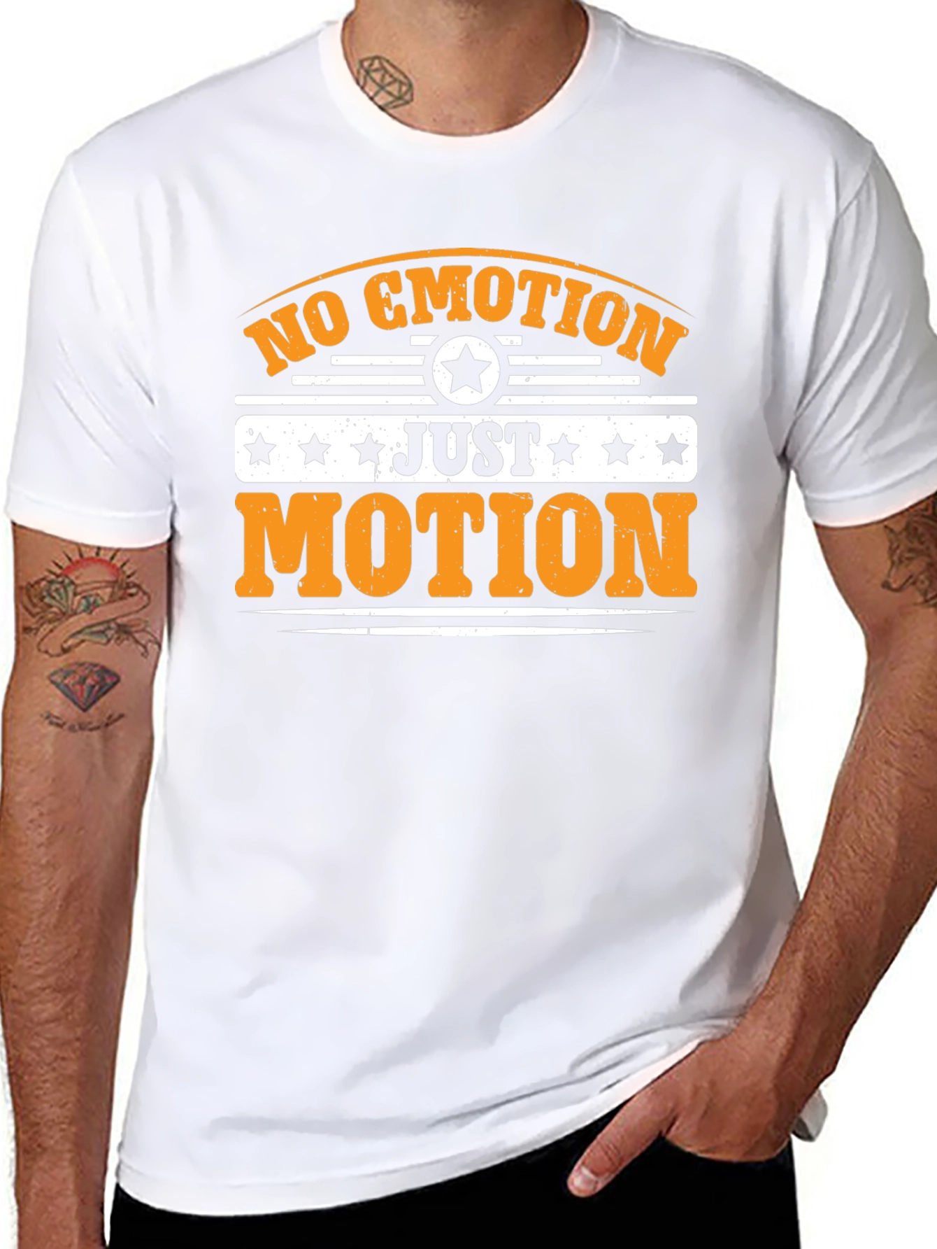 Black No Emotion Just Motion Graphic Tee view 8