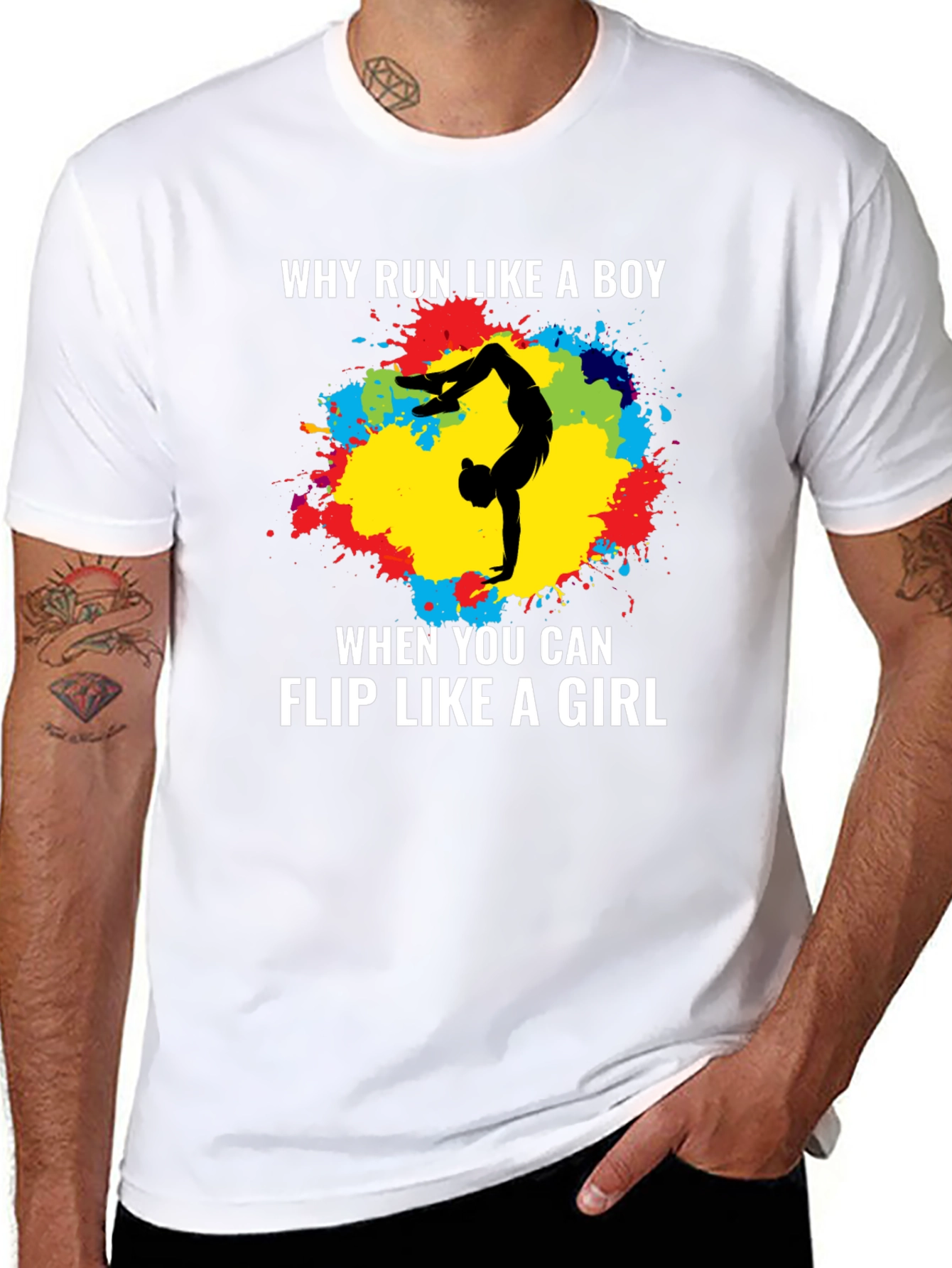 Black Gymnastics Flip Like a Girl T-Shirt view 8