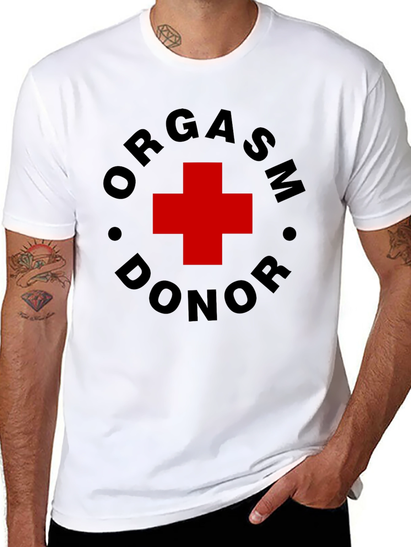 Black Orgasm Donor Graphic T-Shirt - Bold & Funny Design view 8