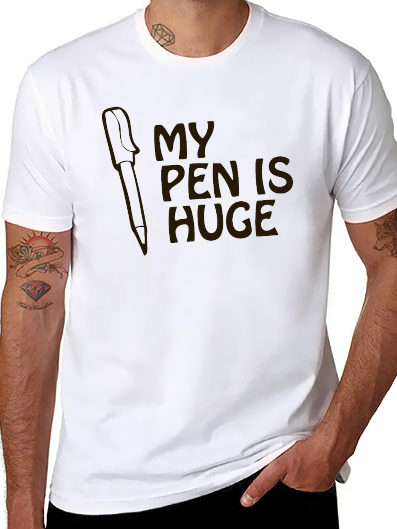 Black My Pen is Huge Funny Novelty Graphic T-Shirt view 8