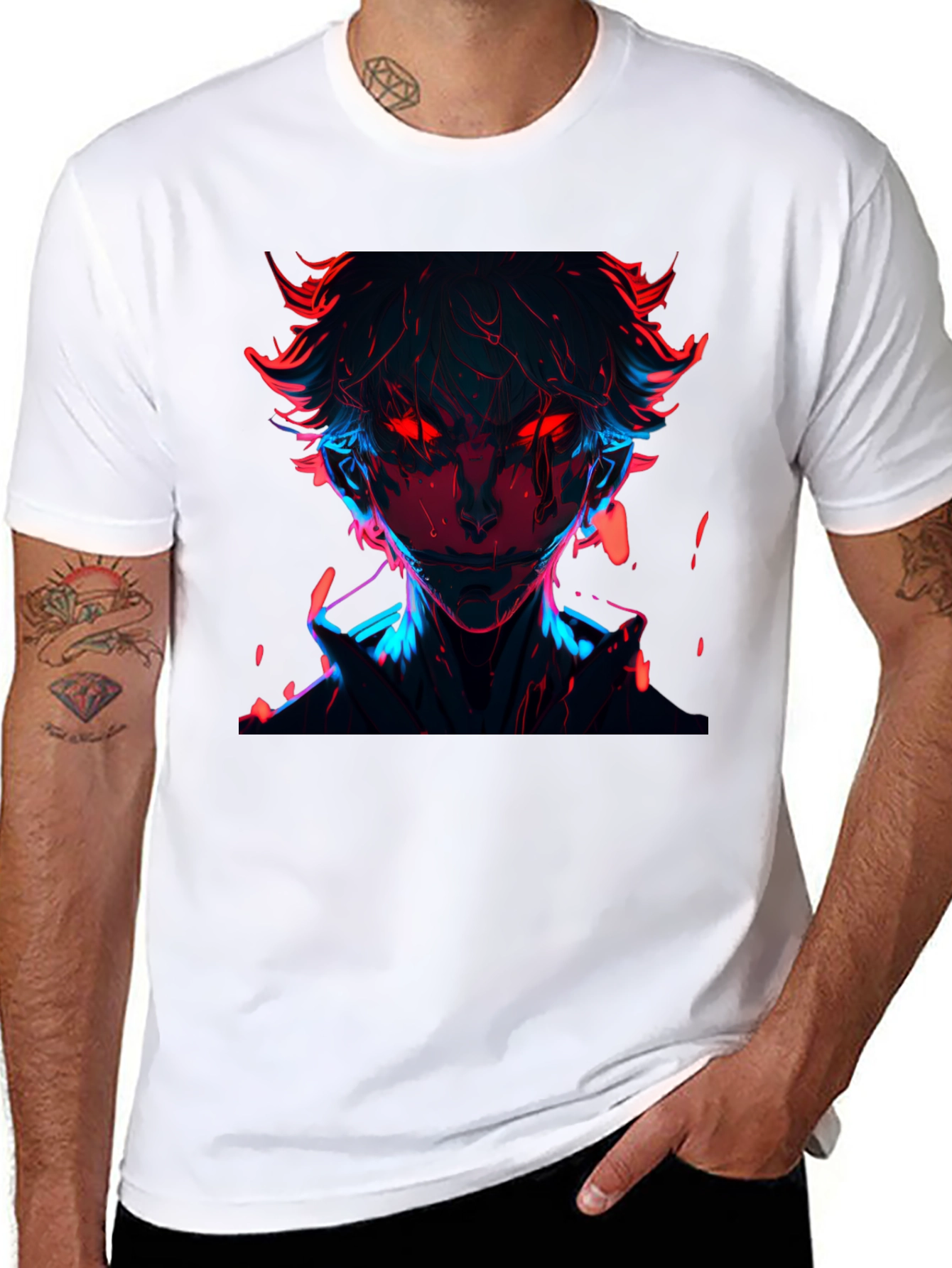 Black Neon Anime Graphic T-Shirt - Cool Streetwear Tee view 8