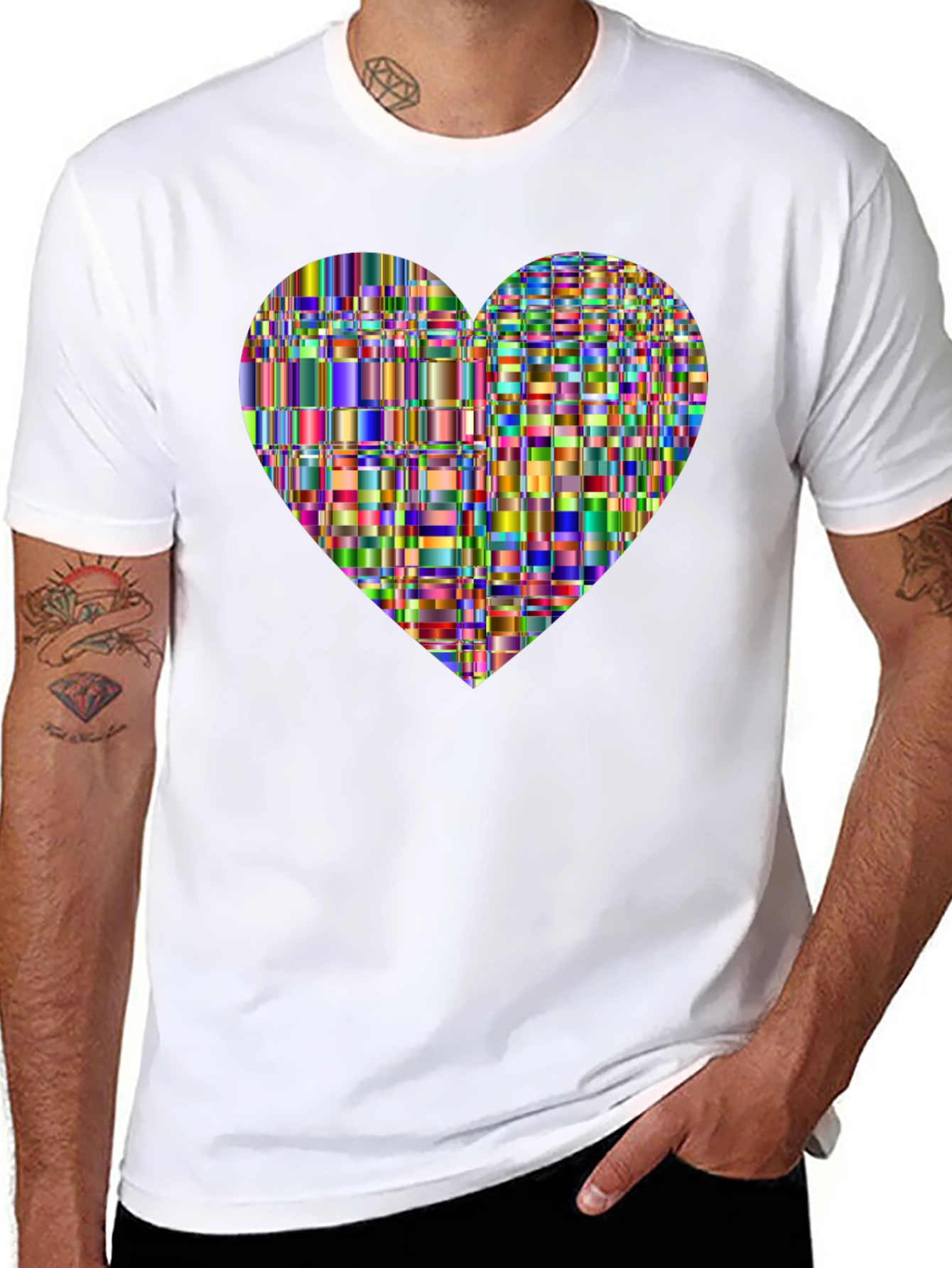 Black Abstract Heart Graphic T-Shirt view 8