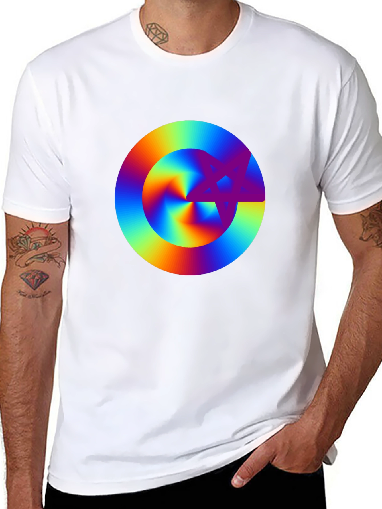 Black Rainbow Starburst Graphic Black T-Shirt view 8
