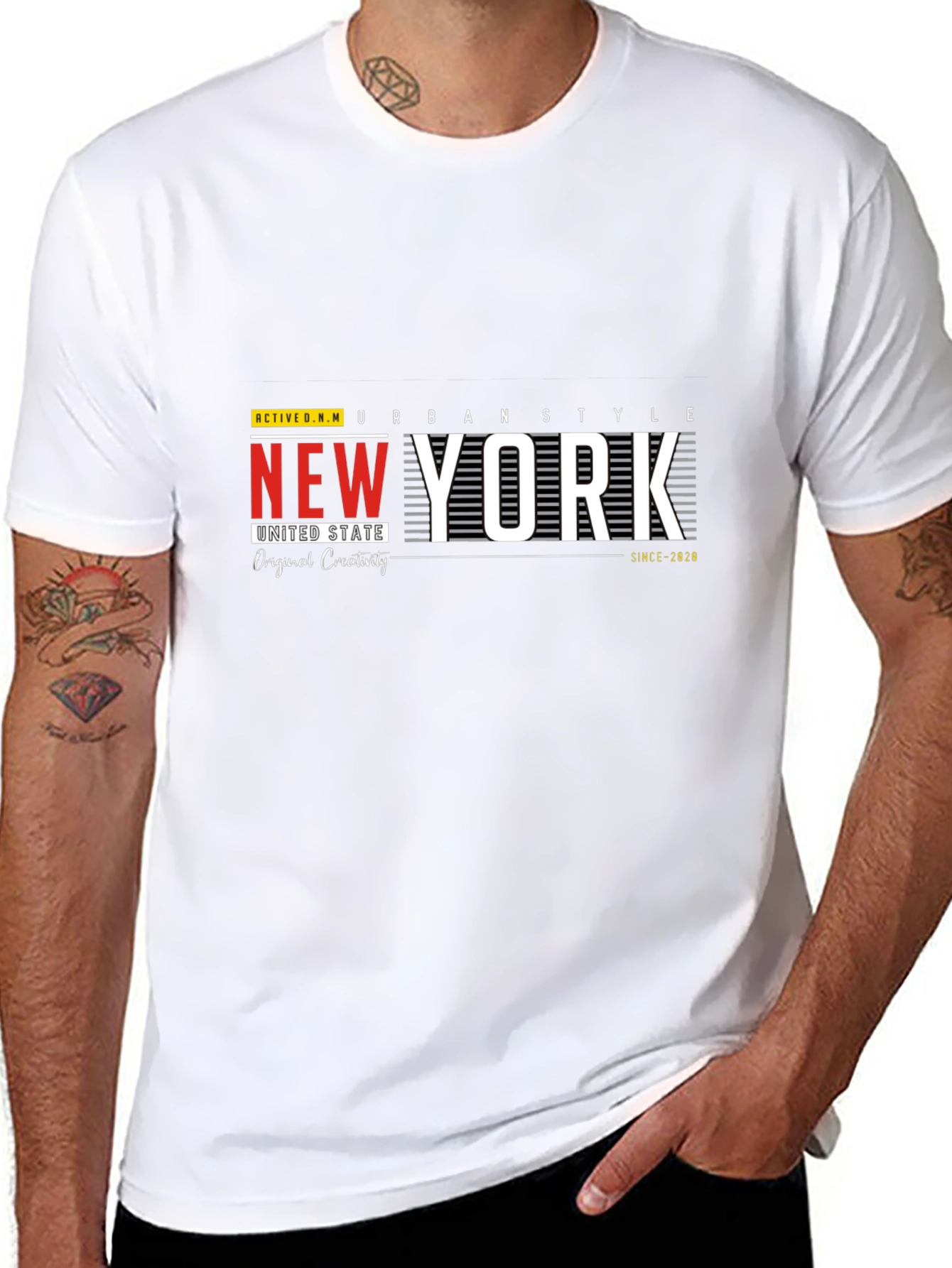 Black New York Urban Style Graphic Print T-Shirt view 8
