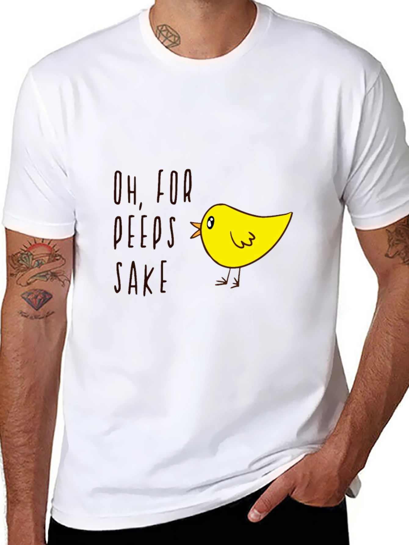 Black Funny Chick T-Shirt - "Oh, For Peep's Sake!" view 8