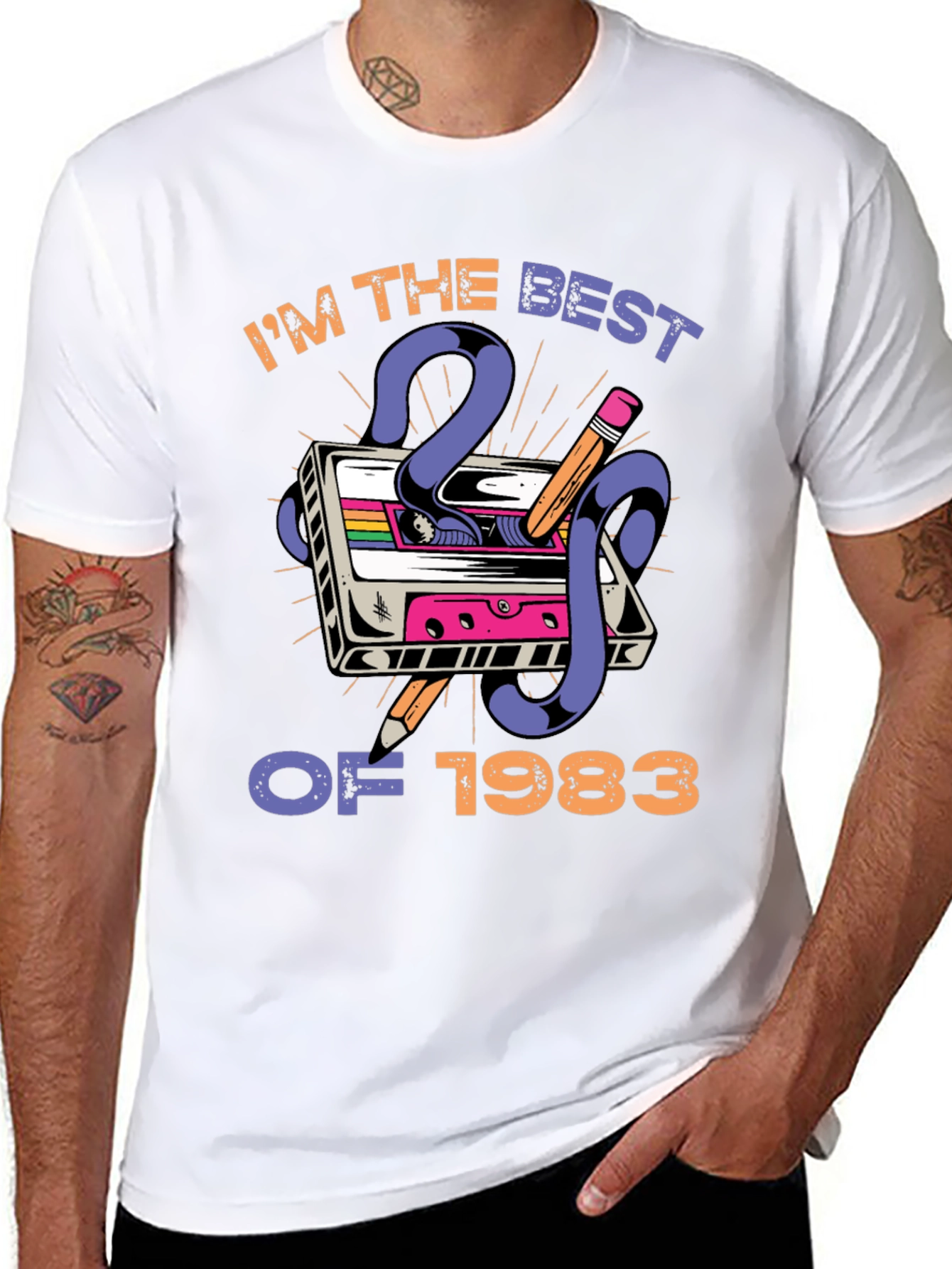 Black Retro 1983 Cassette Tape Graphic Tee view 8