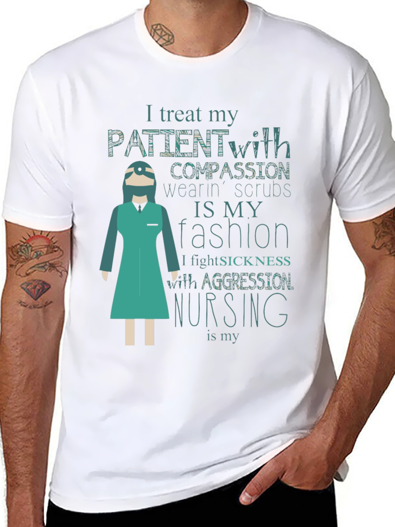 Black Nurse Fashion T-Shirt - Treat Patients with Compassion view 8
