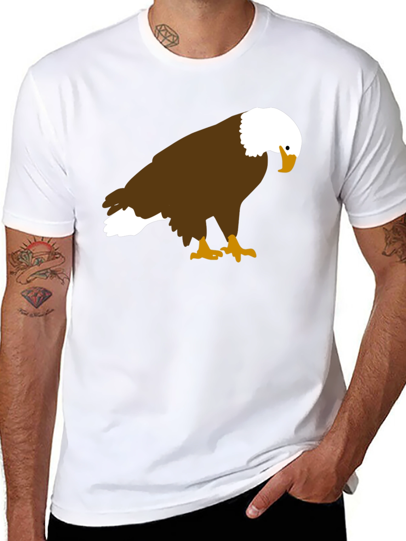 Black Bald Eagle Graphic Tee - Black Cotton Blend view 8