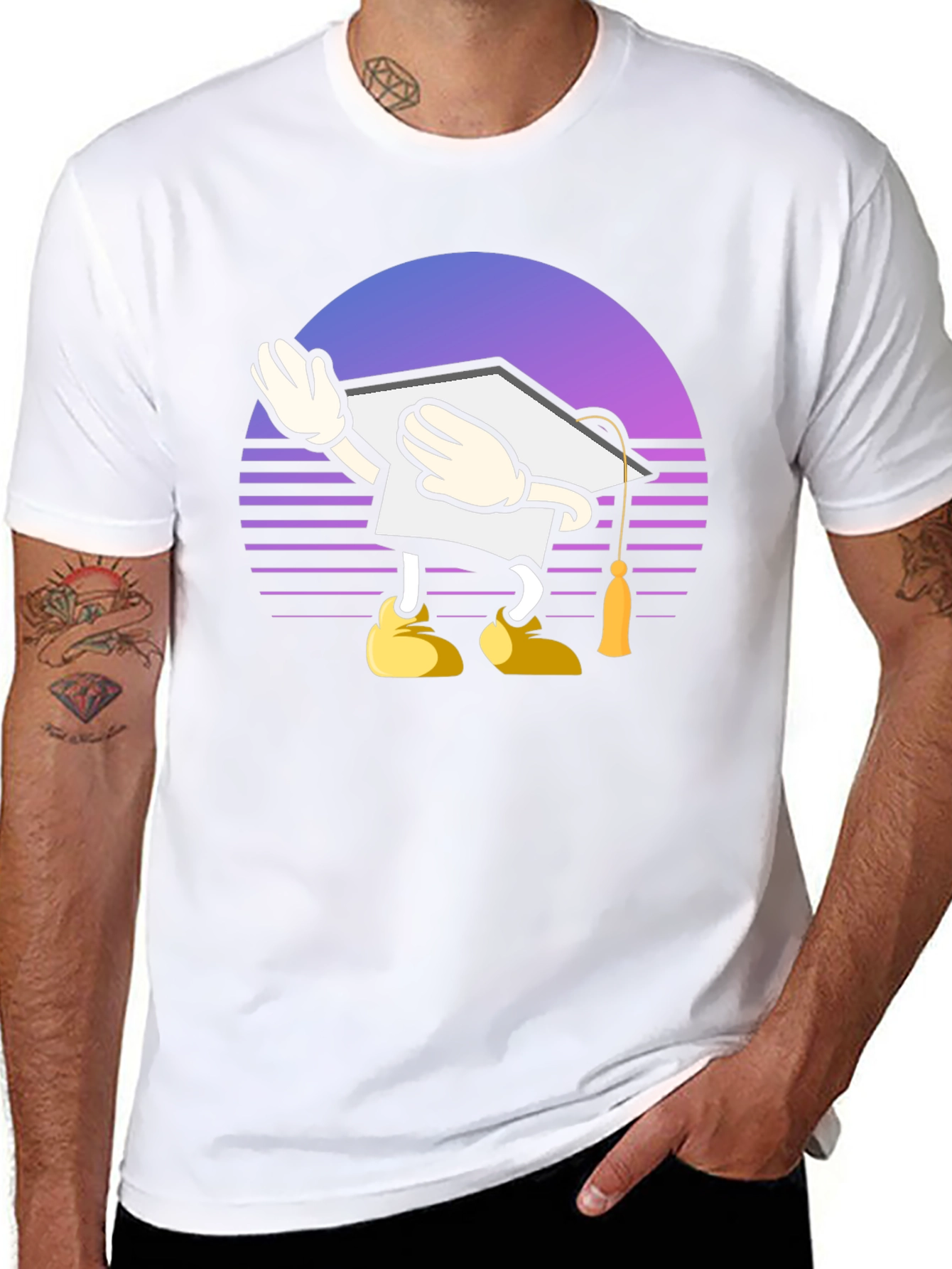 Black Graduation Cartoon Graphic T-Shirt view 8