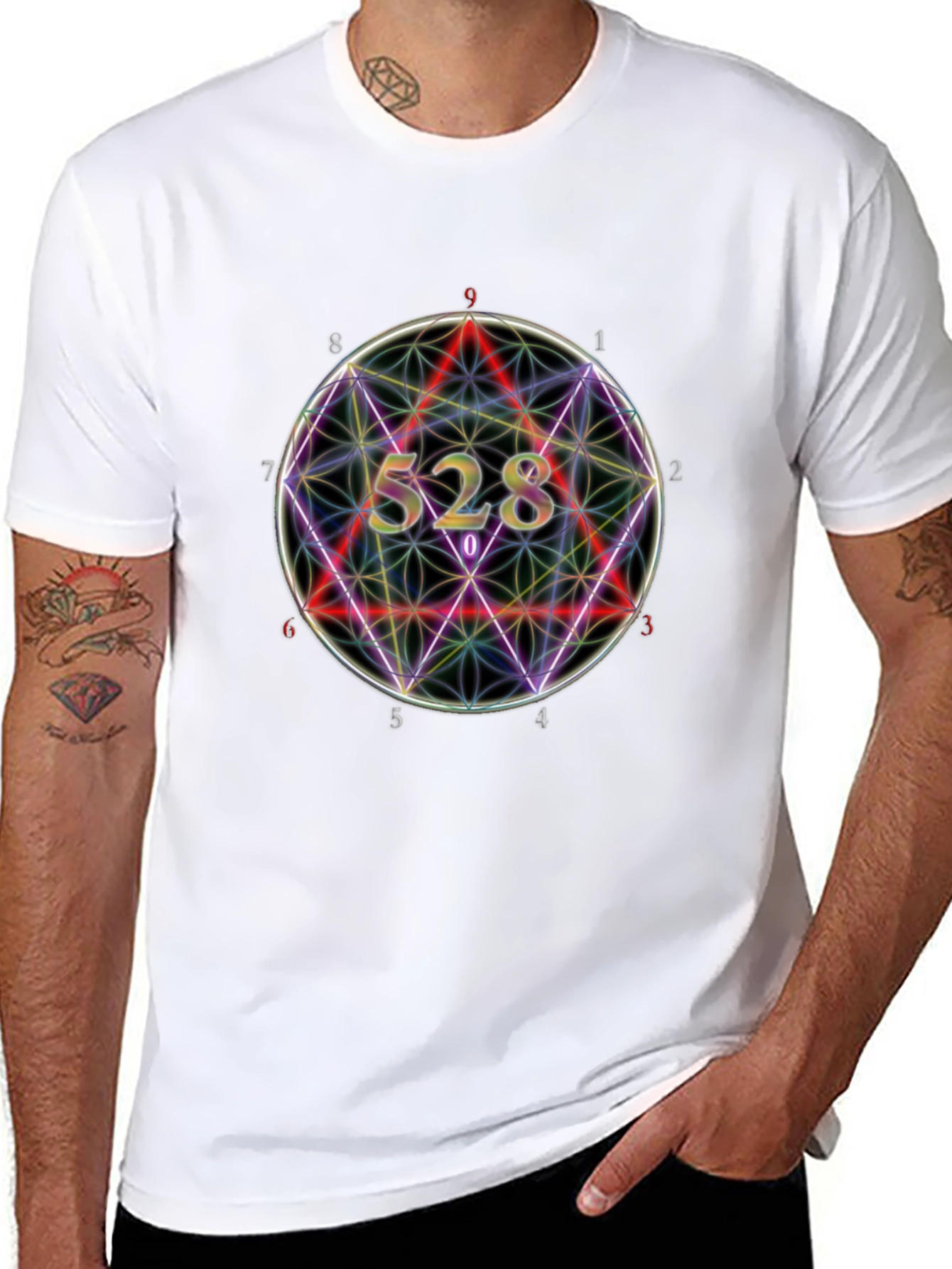 Black Geometric 528 Graphic Tee - Men's Black T-Shirt view 8