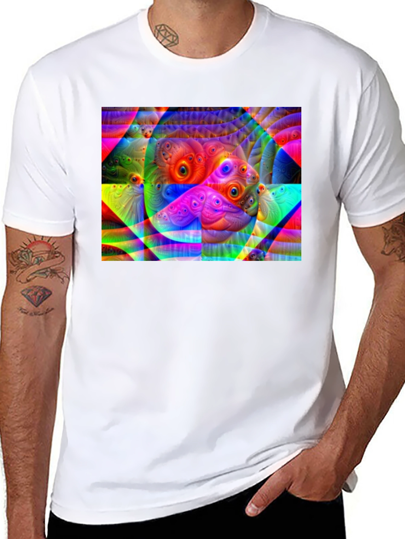 Black Eye-Catching Abstract Graphic Black T-Shirt view 8