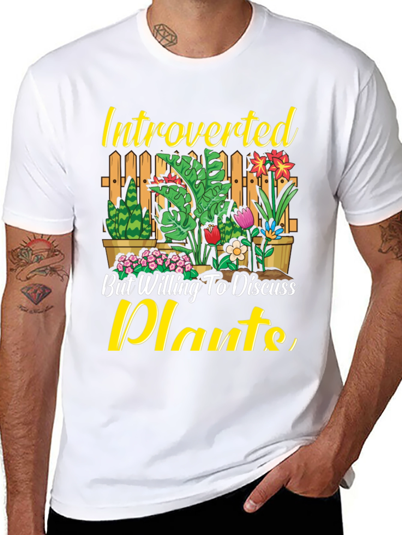 Black Introverted Plants Graphic T-Shirt view 8