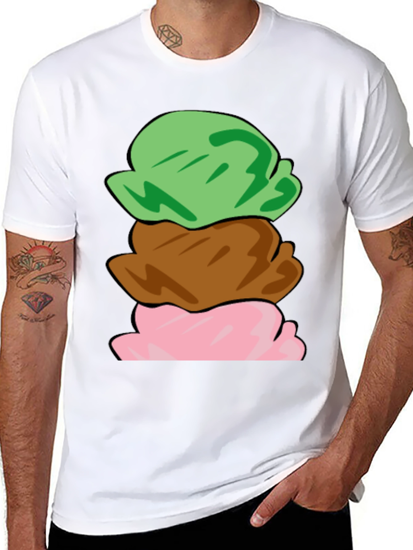 Black Ice Cream Scoop T-Shirt - Black Cotton Tee view 8