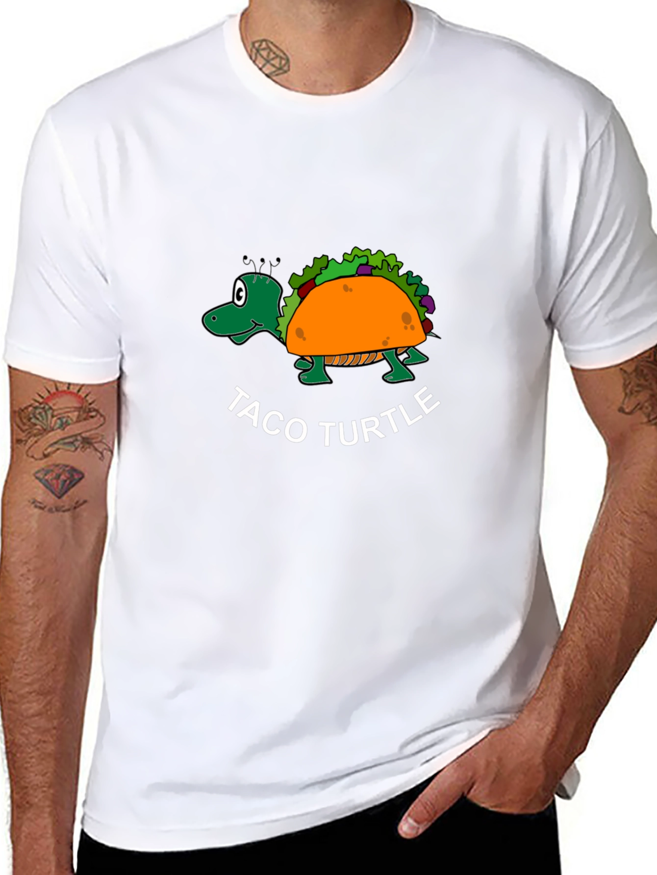 Black Taco Turtle Black T-Shirt - Funny Graphic Tee view 8