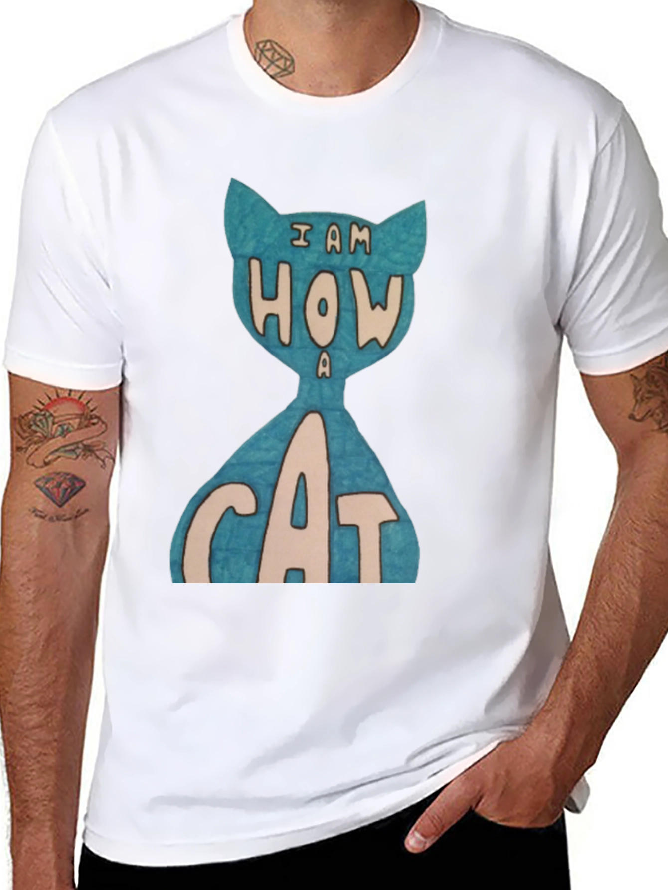 Black I Am How A Cat T-Shirt - Unique Graphic Tee view 8