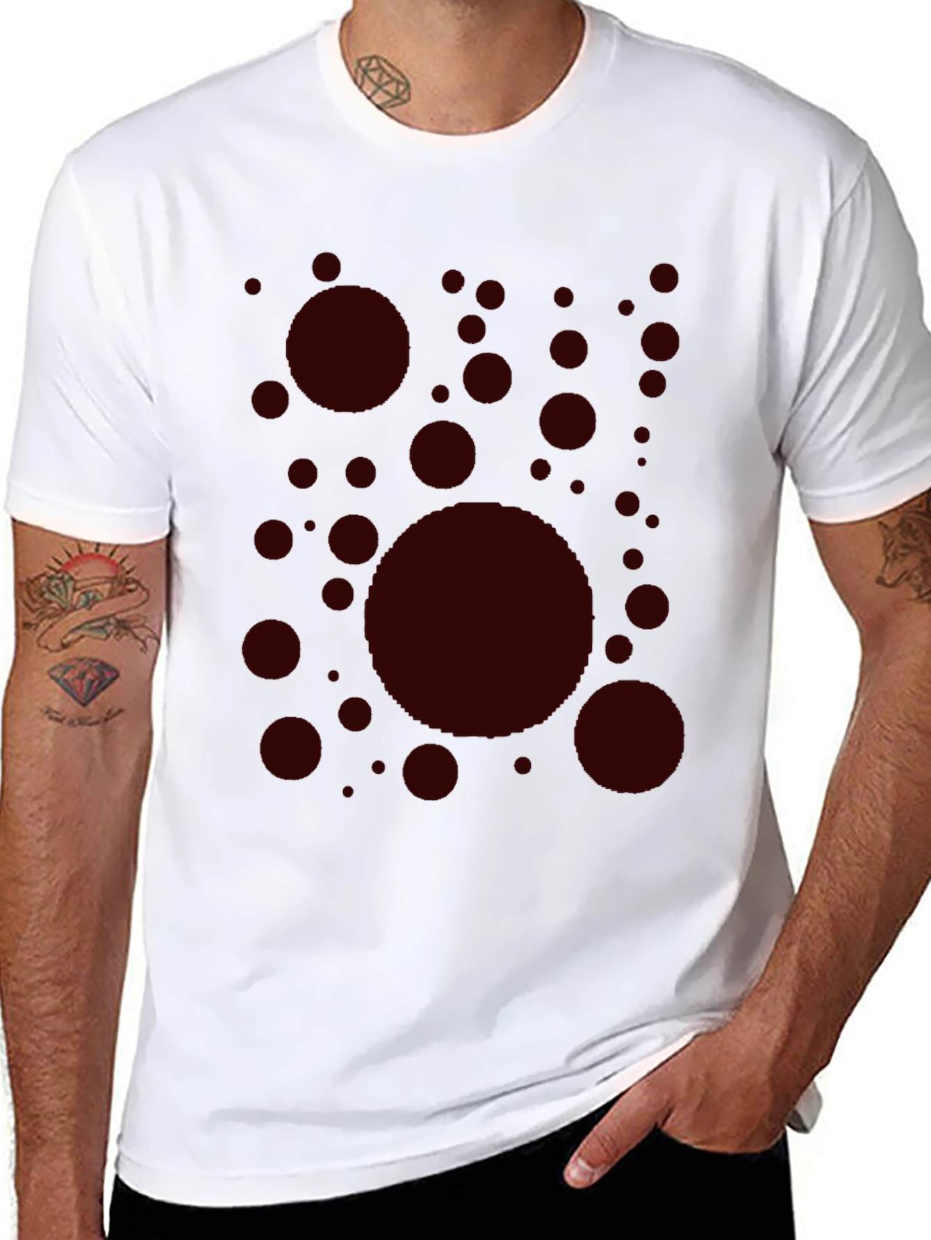Black Modern Circle Pattern Tee - Casual Style view 8