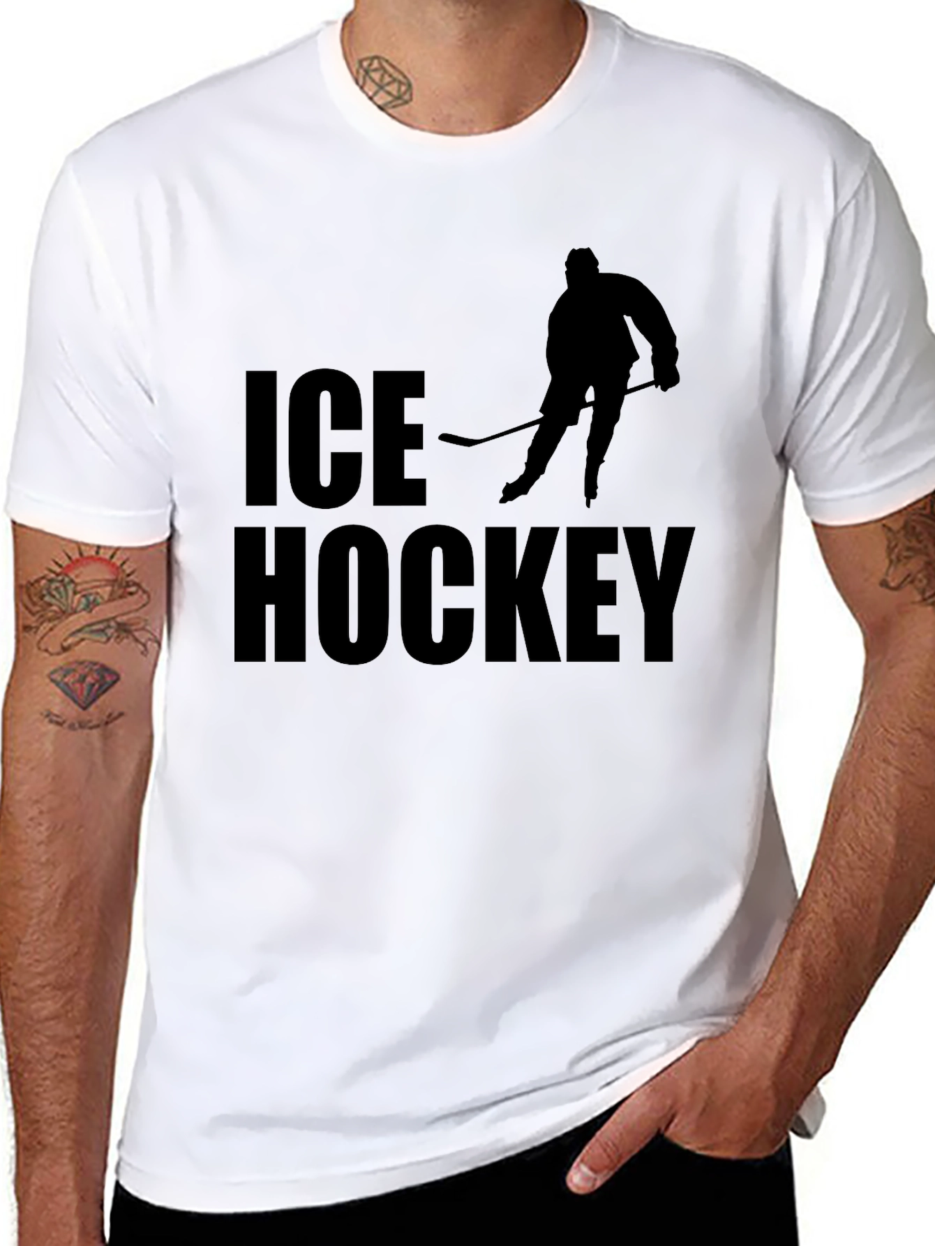 Black Ice Hockey Graphic Tee - Sporty Black T-Shirt view 8