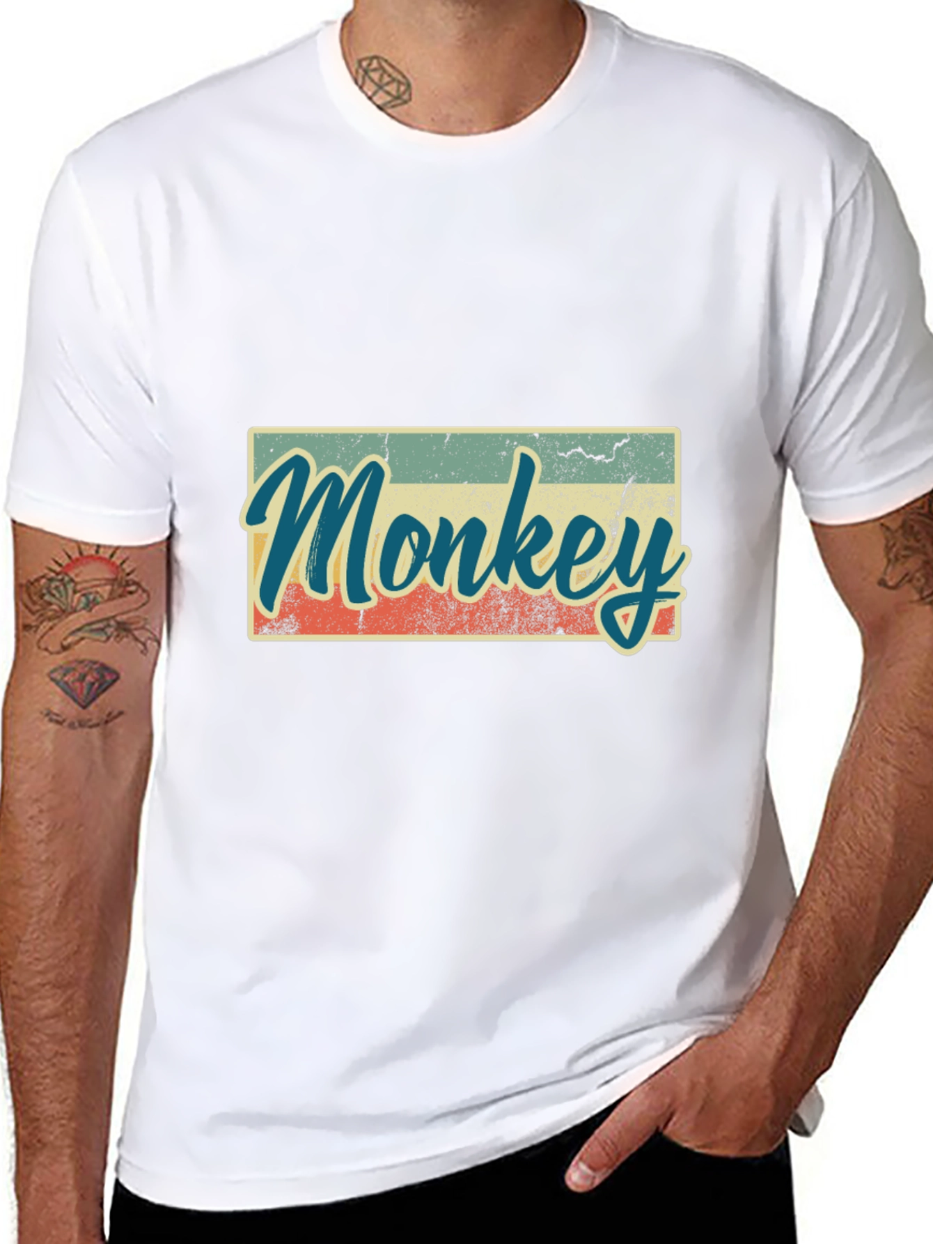Black Retro Monkey Graphic T-Shirt - Casual Tee view 8