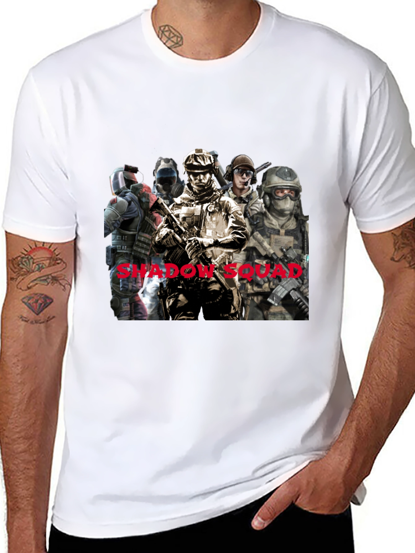 Black Shadow Squad Graphic T-Shirt, Black Cotton Tee view 8