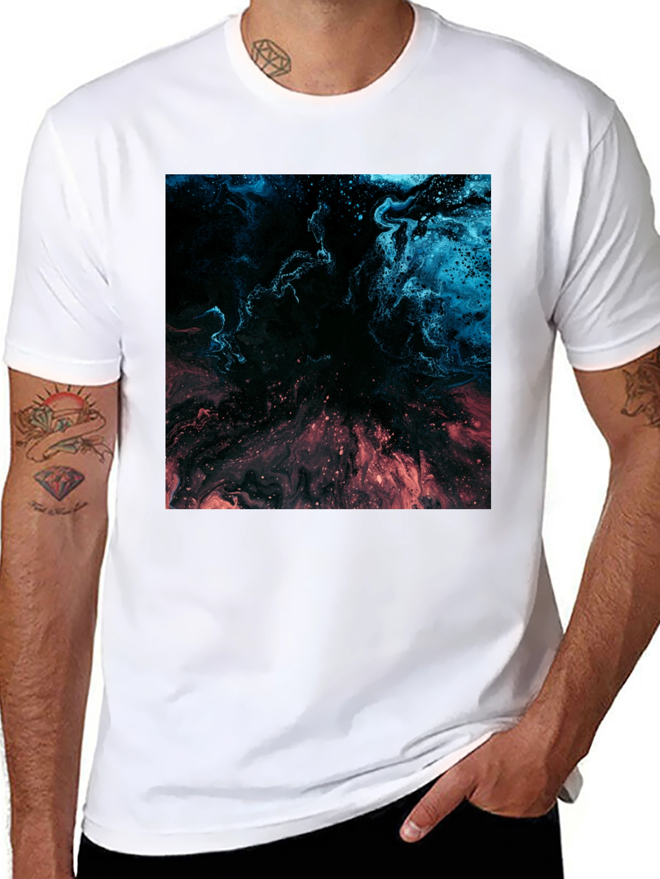 Black Abstract Nebula Graphic Black T-Shirt view 8