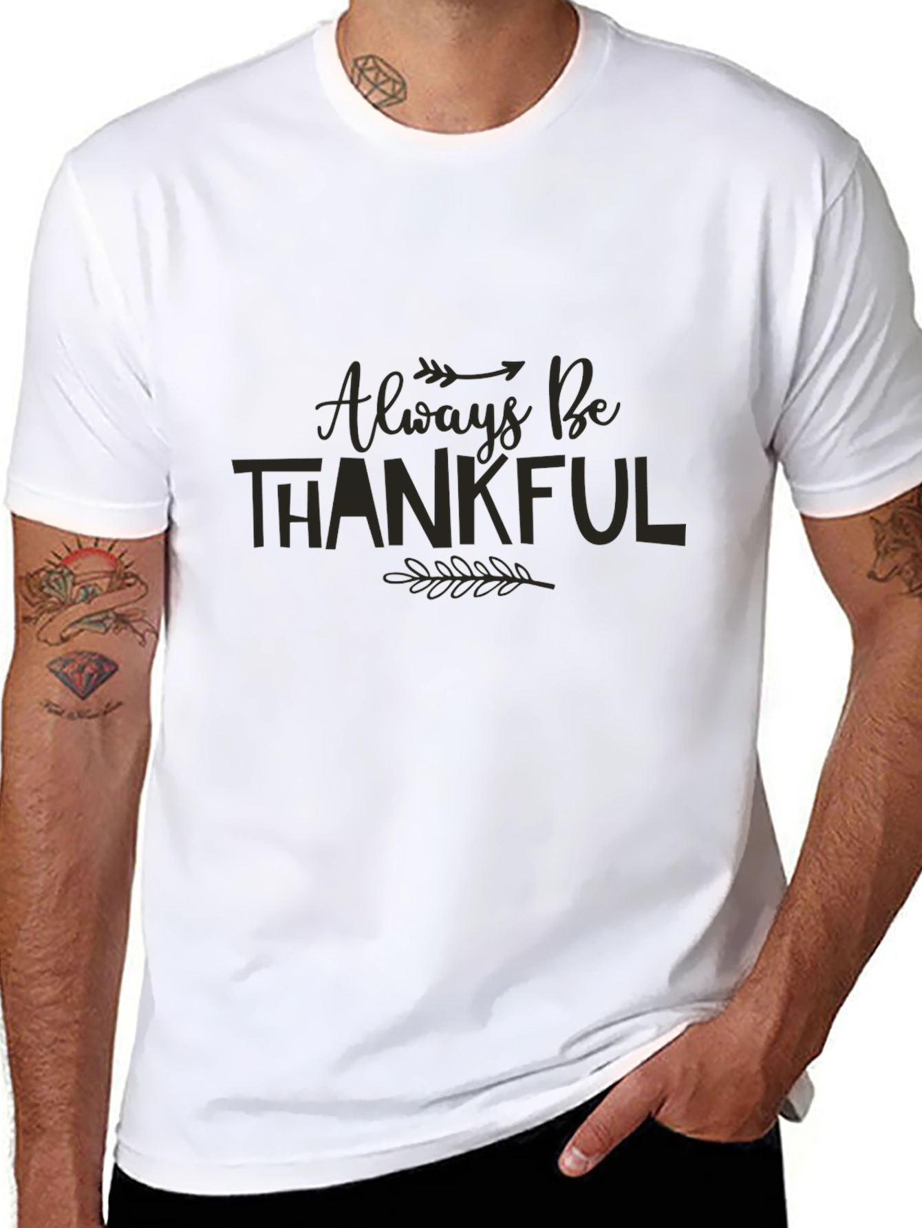 Black Always Be Thankful Graphic Tee view 8