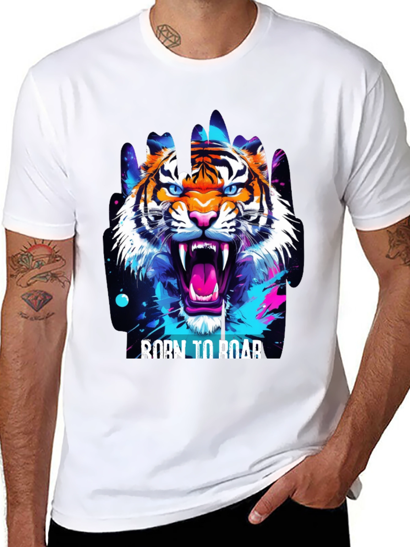 Black Born to Roar Graphic Tee view 8