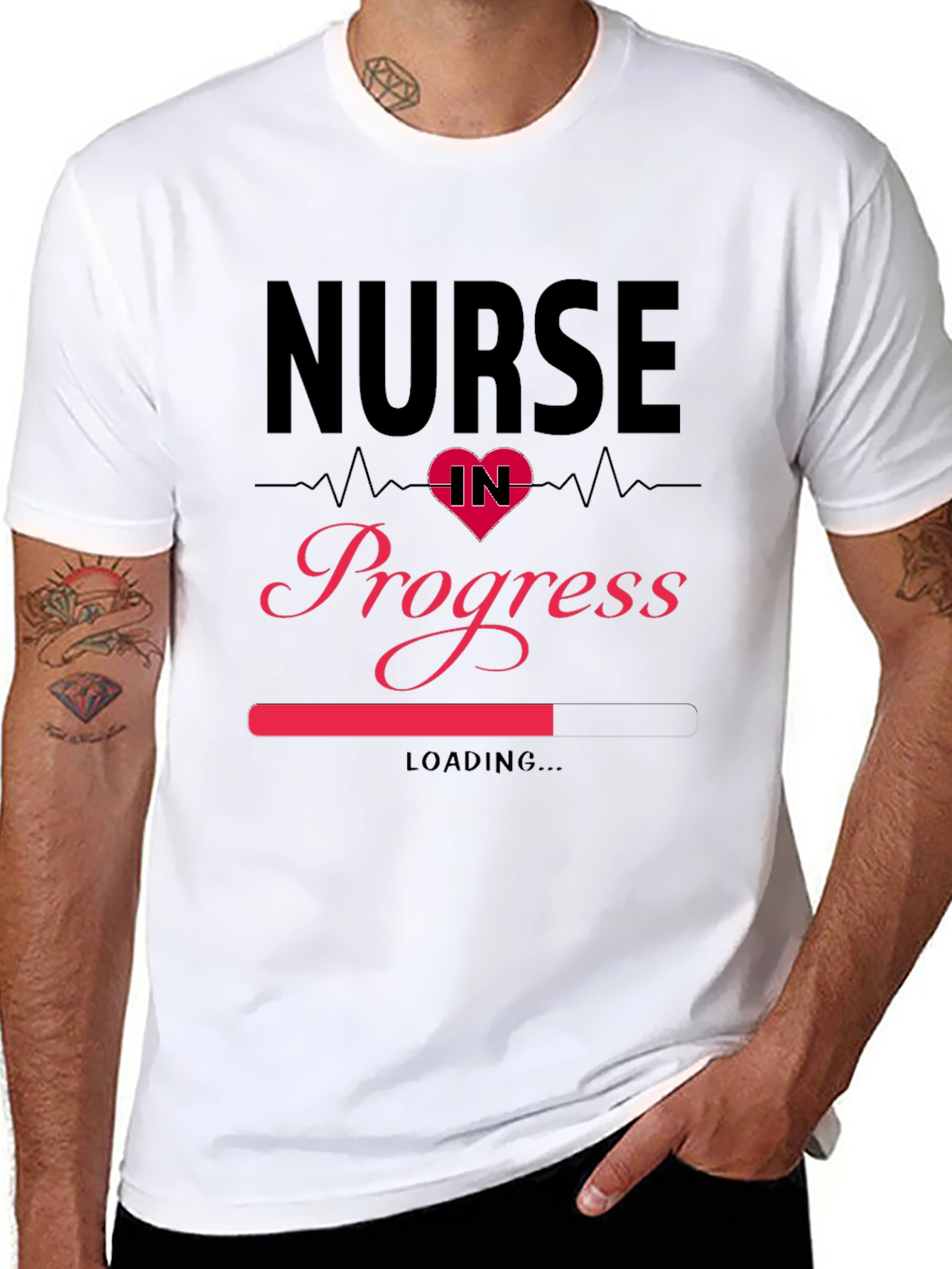 Black Nurse in Progress Loading T-Shirt view 8