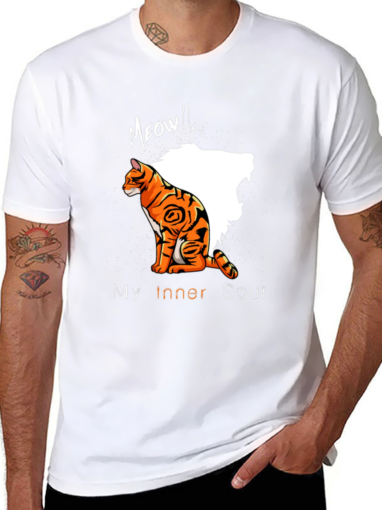 Black Men's 'My Inner Soul' Cat Graphic Tee - Black view 8