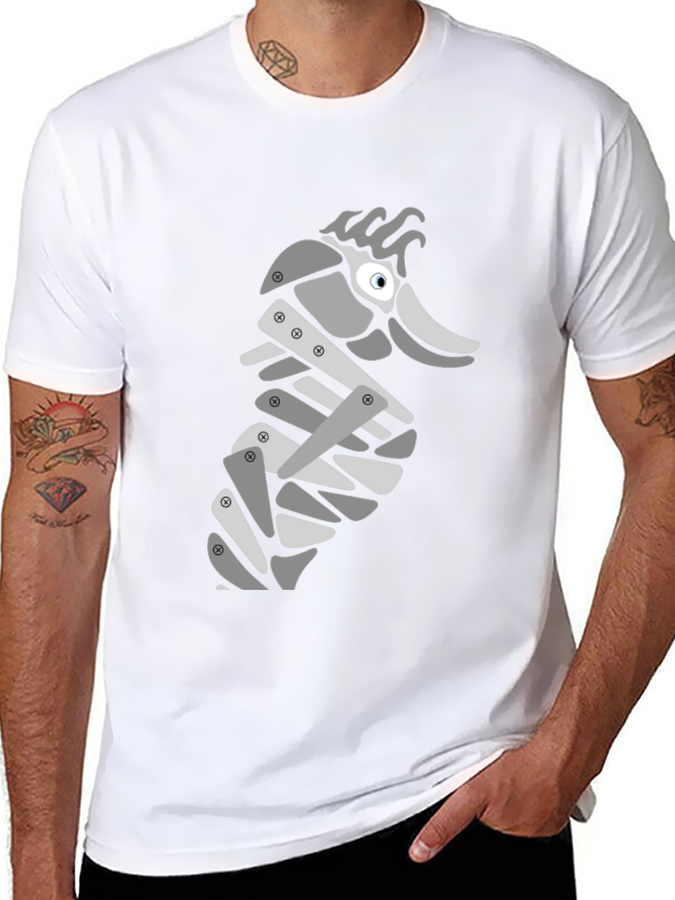 Black Modern Seahorse Graphic Tee - Black view 8