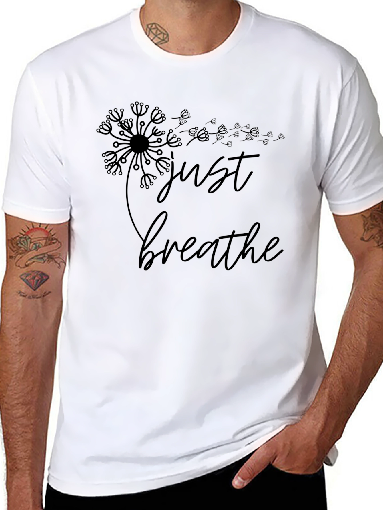 Black Just Breathe Black Graphic Tee view 8