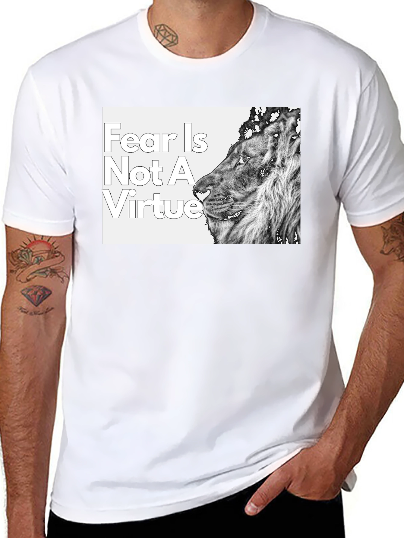 Black Fear is Not a Virtue Lion T-Shirt view 8