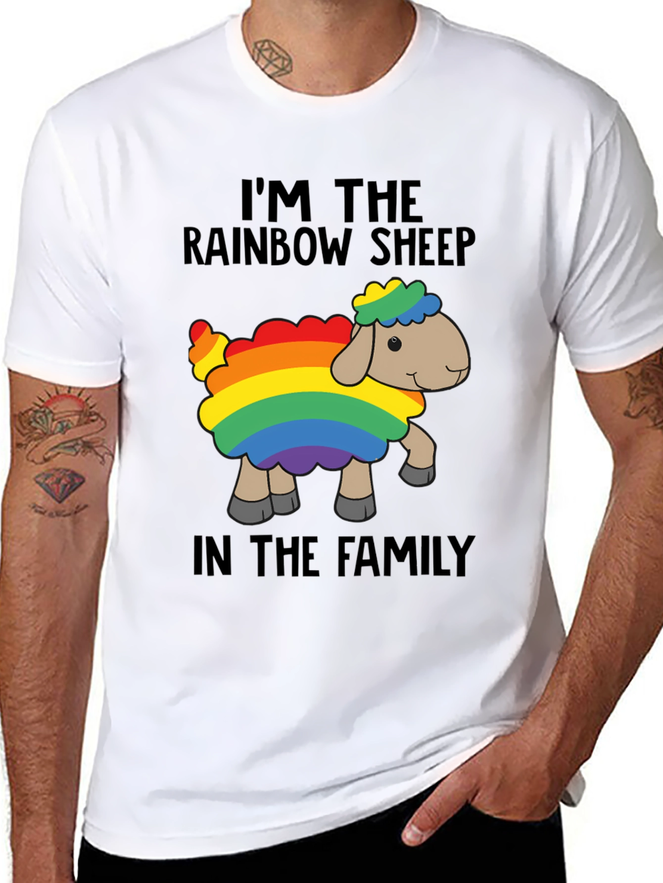 Black Rainbow Sheep T-Shirt - Pride Family Tee view 8