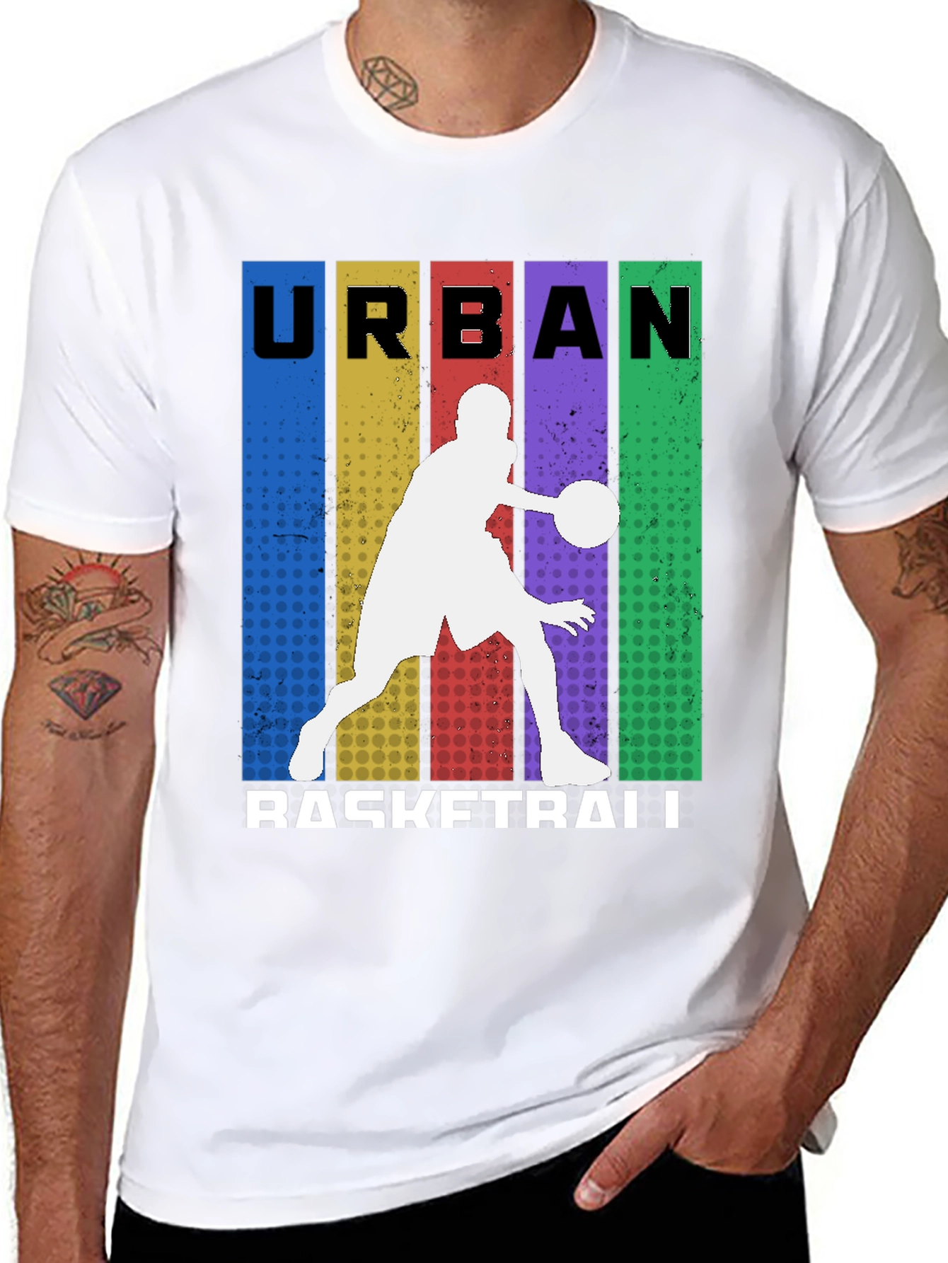 Black Urban Basketball Graphic Tee - Black view 8