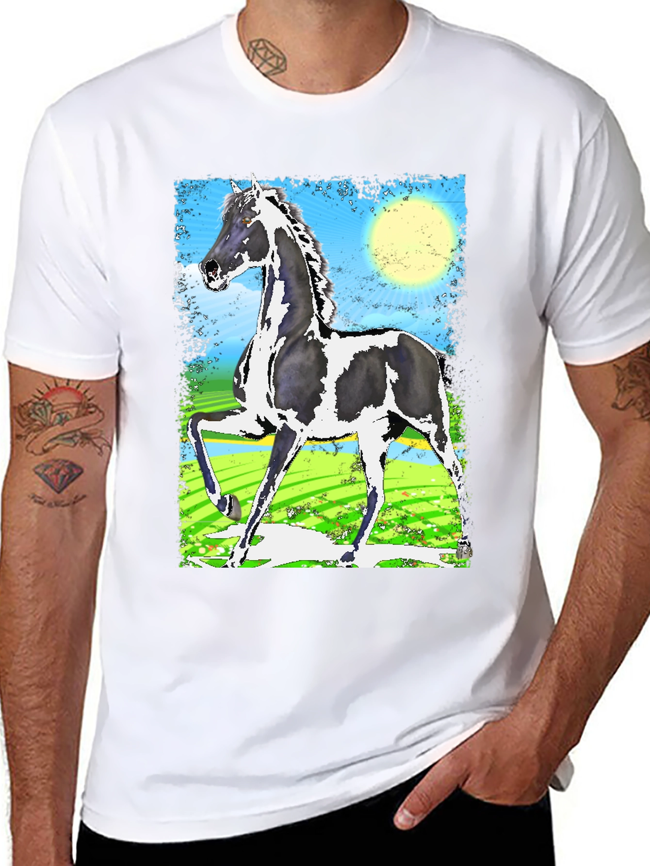 Black Black Graphic Tee - Horse Art Print view 8