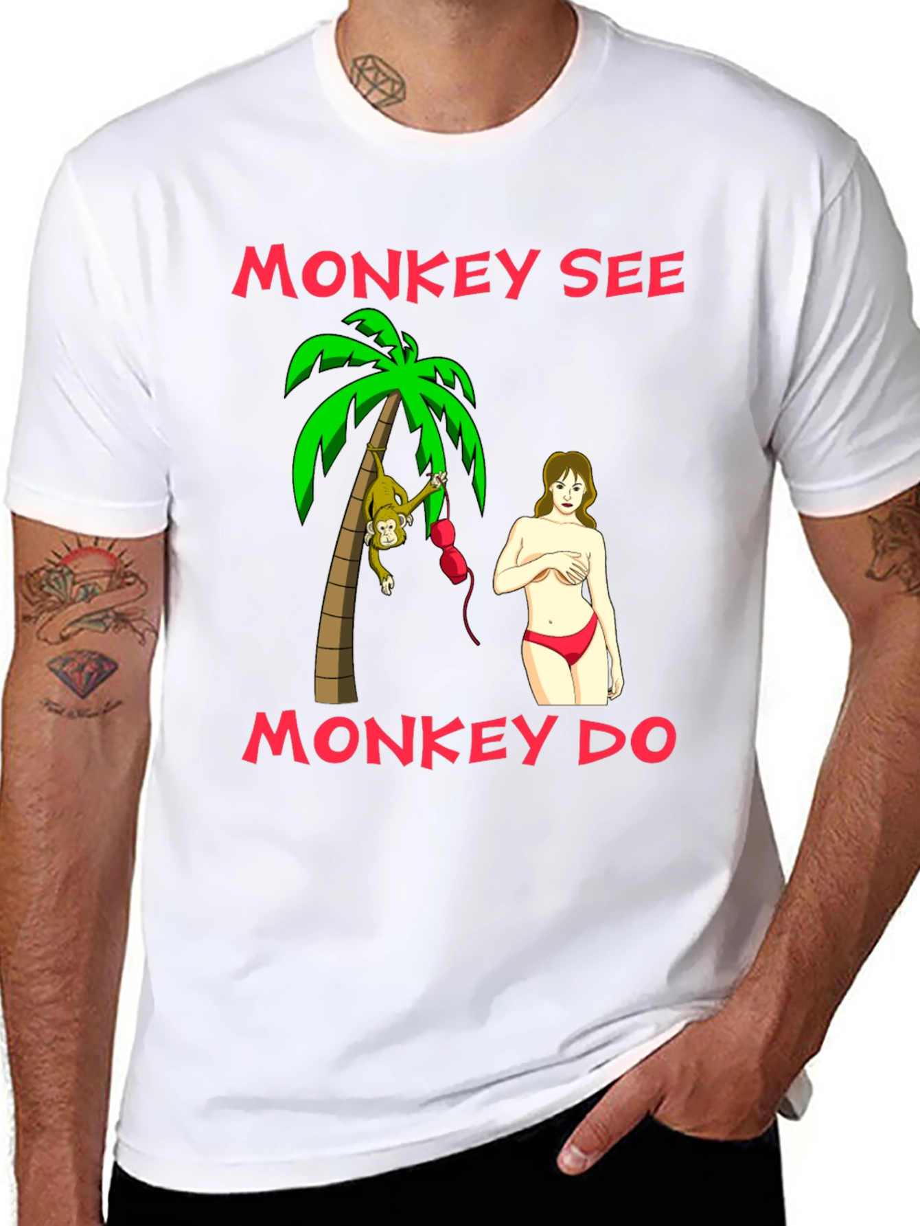 Black Monkey See Monkey Do Graphic T-Shirt view 8