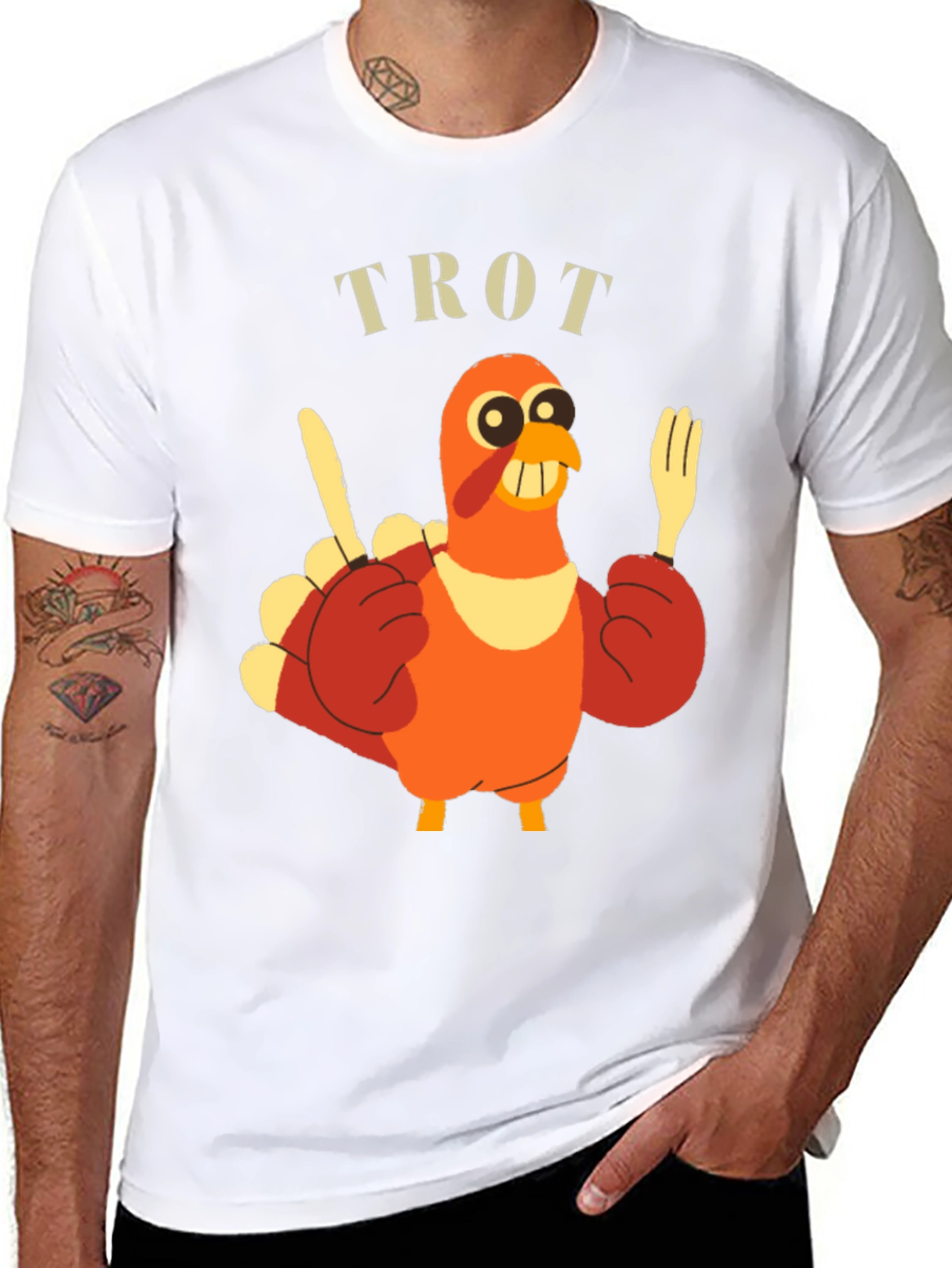 Black Funny Turkey Trot T-Shirt view 8