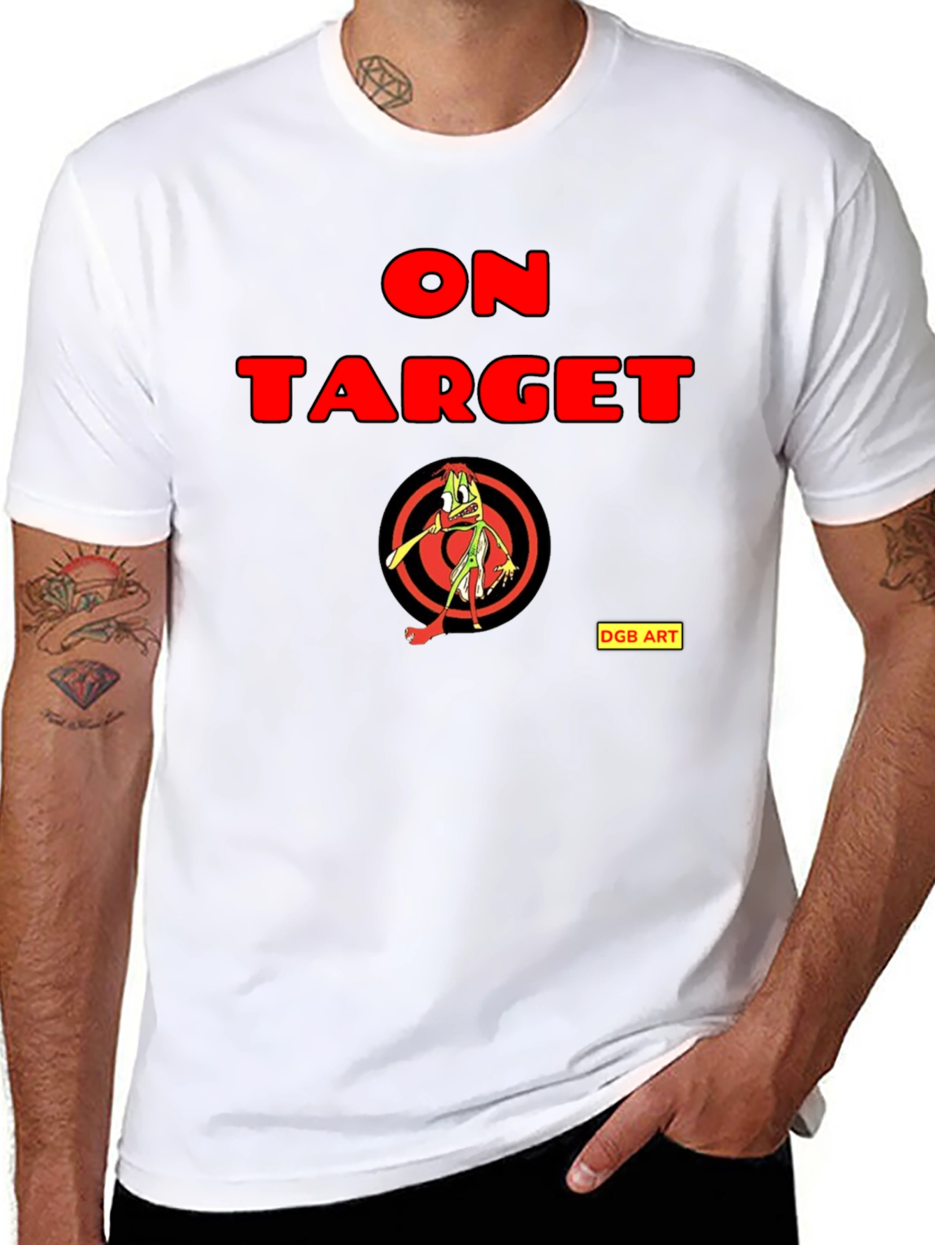 Black On Target Graphic Tee - Funny Cartoon Archer view 8