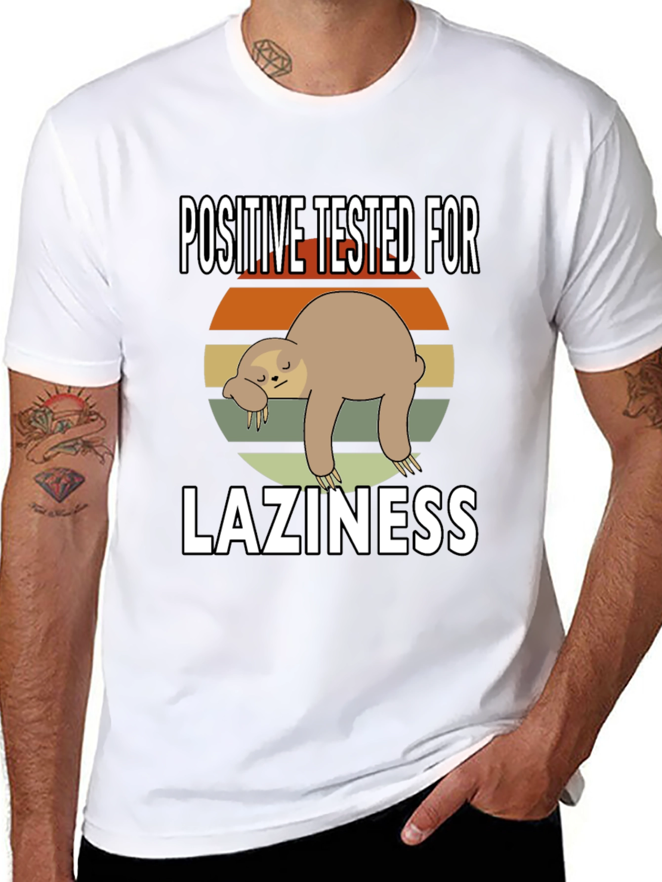Black Positive Tested for Laziness Sloth Graphic Tee view 8